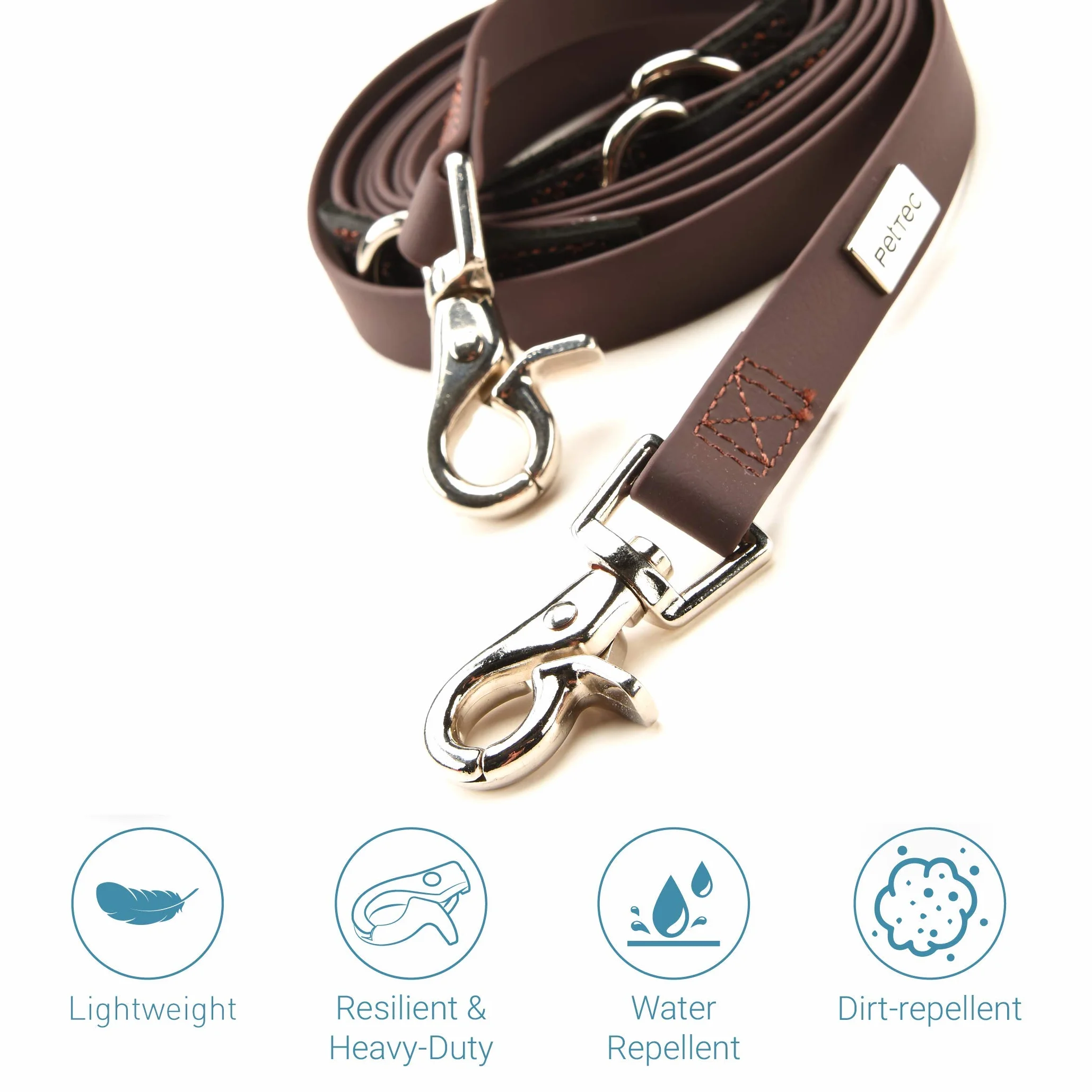 PetTec smycz dla psa 2 m i 10 m, dla psów o wadze do 60 kg, lekka smycz treningowa, smycz do ćwiczeń, smycz trekkingowa, regulowana, z materiału TRIOFLEX (podobnie jak Biothane), wodoodporna
