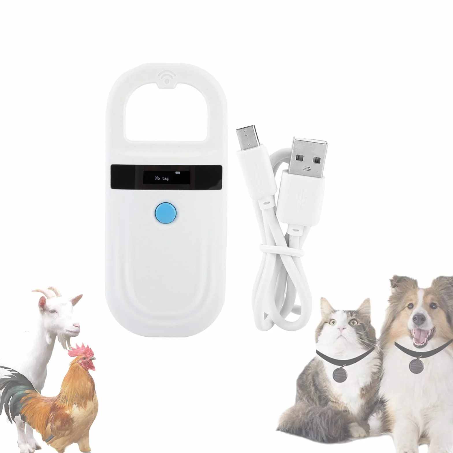 Pet Microchip Scanner, 134,2 Khz / 125 Khz Pet Microchip Reader z Wyświetlaczem OLED, Alarm Niskiego Poziomu Baterii Animal Chip ID Skaner dla FDX B (ISO11784/11785) i EMID