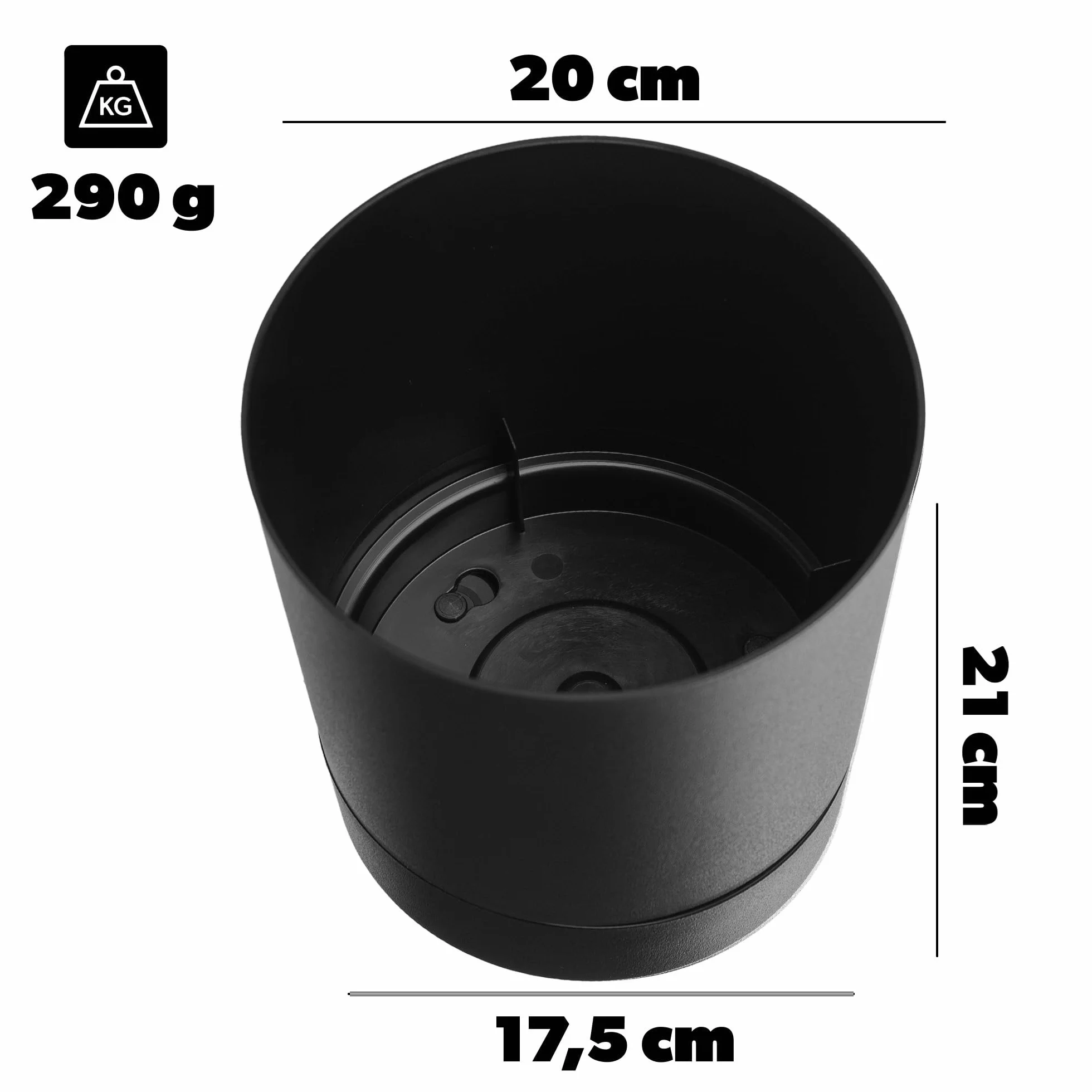 KADAX Doniczka z podstawką, średnica 20 cm, ozdobna donica z tworzywa sztucznego, do wnętrz, z matową powierzchnią do roślin pokojowych (czarna)