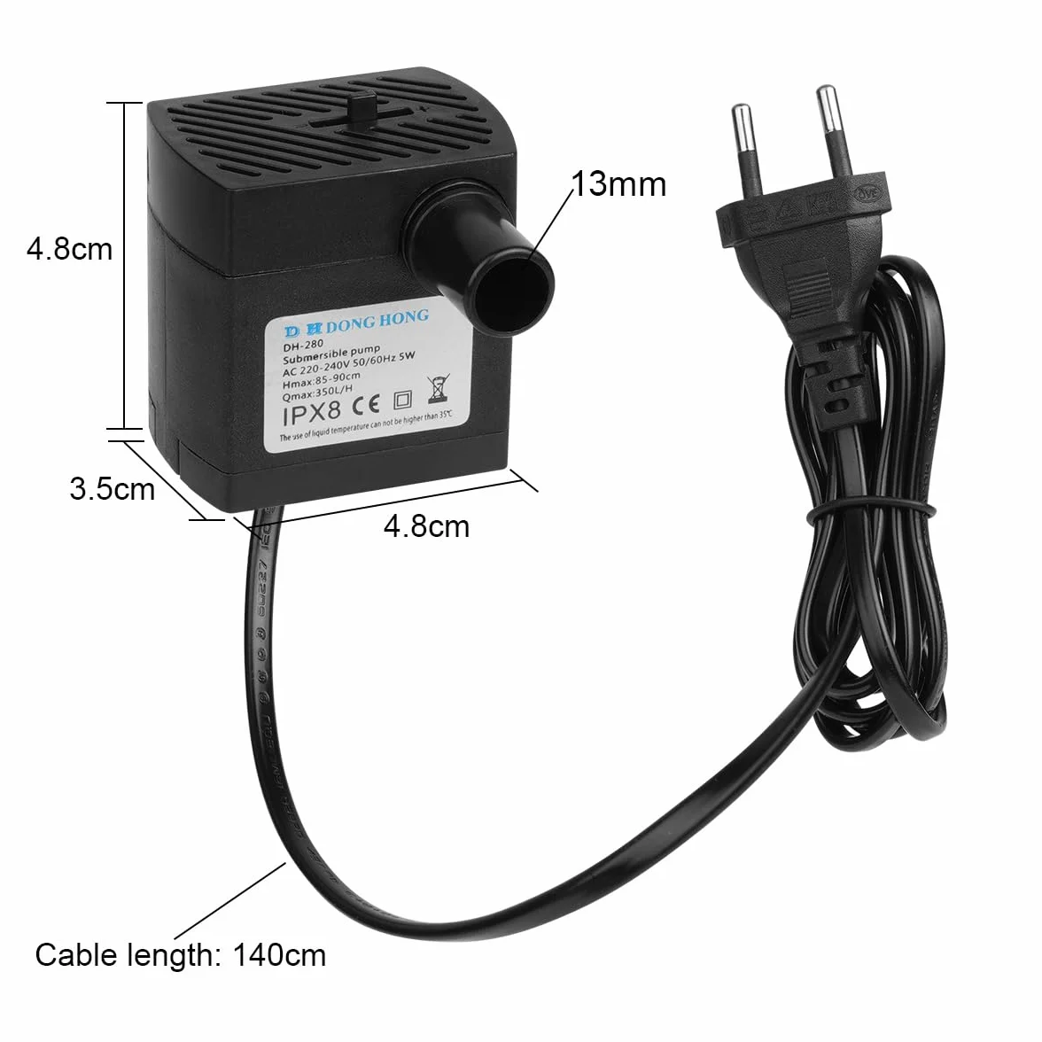 Flintronic Mini pompa wodna 350 l/h 5 W cicha wysokoskokowa do akwarium fontanny