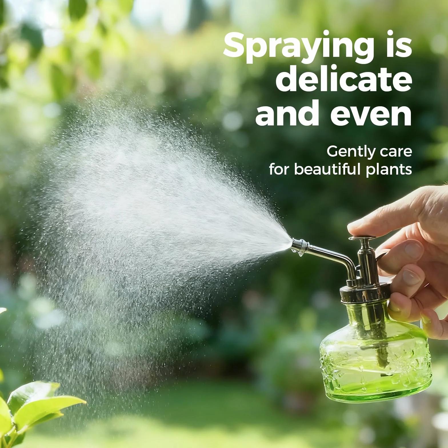 Bamworld Konewka do Roślin Bamworld, 180ml Szklany Sprayer, Wintage Zielona Konewka do Roślin Wewnętrznych, Sukulentów i Kwiatów