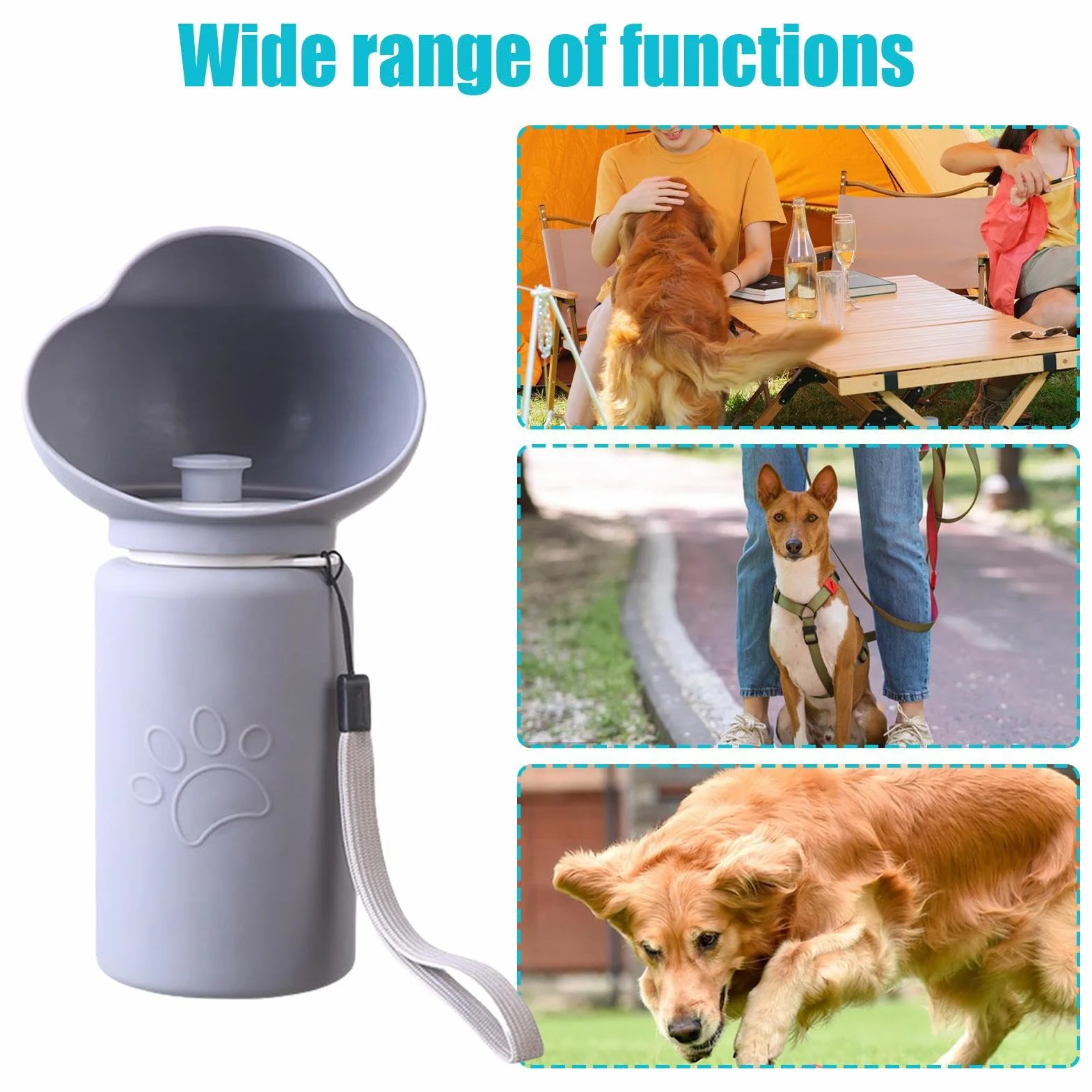 Foldable Leak-Proof Dog Water Bottle for Outdoor Travel Hiking Camping
