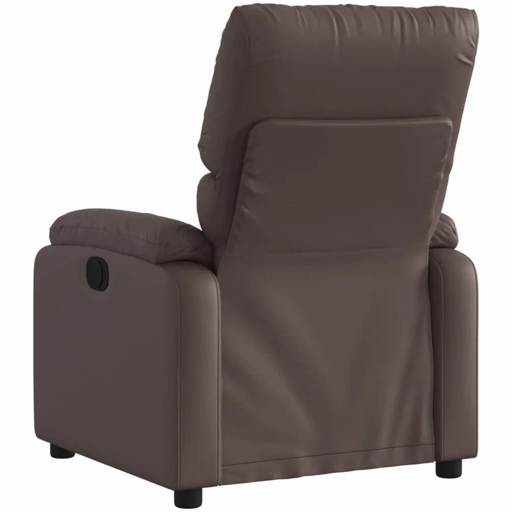 Fotel relaksacyjny ze sztucznej skóry z regulowanym oparciem i podnóżkiem, ergonomiczny fotel wypoczynkowy z tapicerką, stabilne drewno i metalowa rama, do salonu, biura, relaksująca pozycja