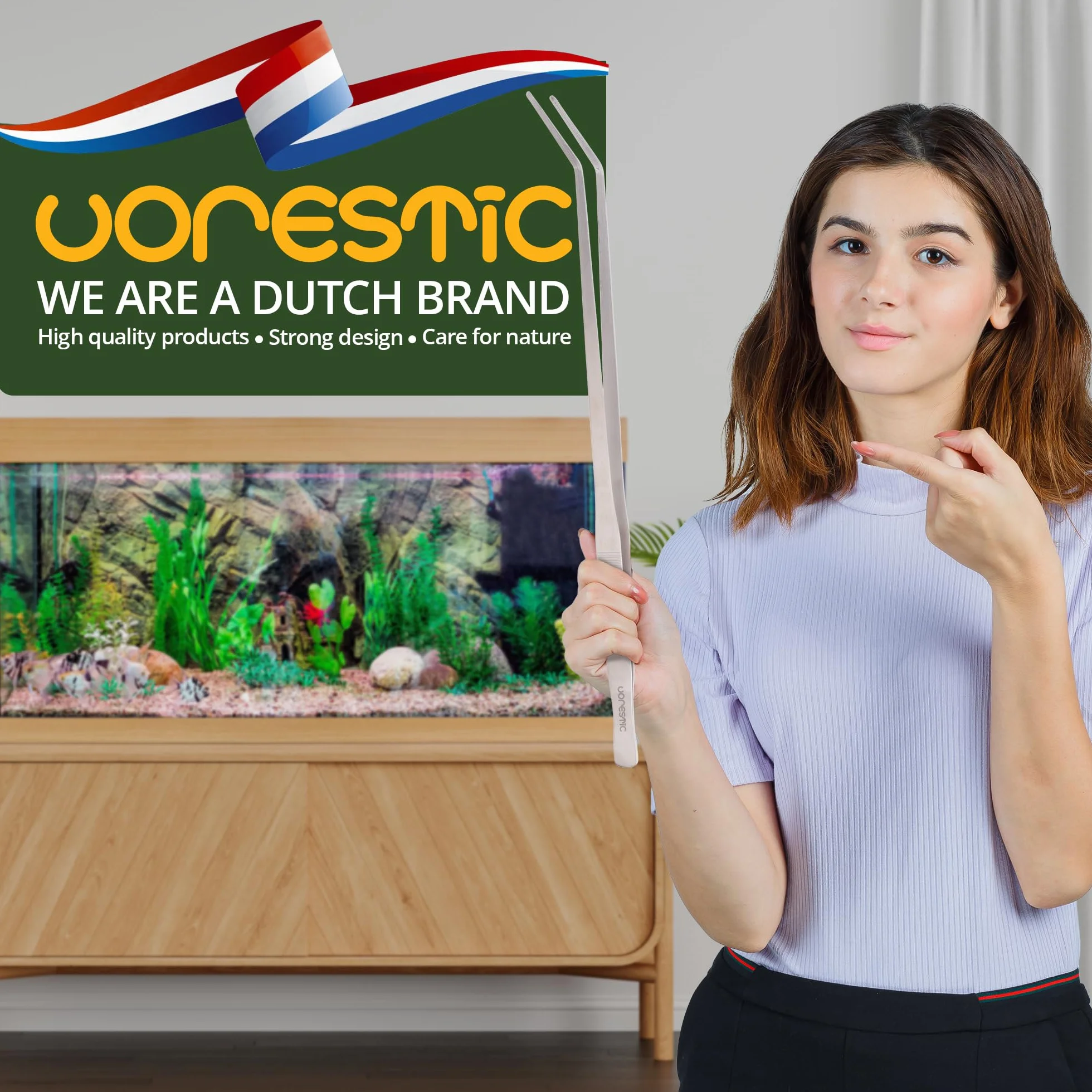 VORESTIC Proste i zakrzywione pęsety do akwarium, 45 cm, długie pęsety ze stali nierdzewnej do sadzenia akwariów, akwascapingu, szczypiec do karmienia gadów, narzędzia terrarium i szczypce do akwarium