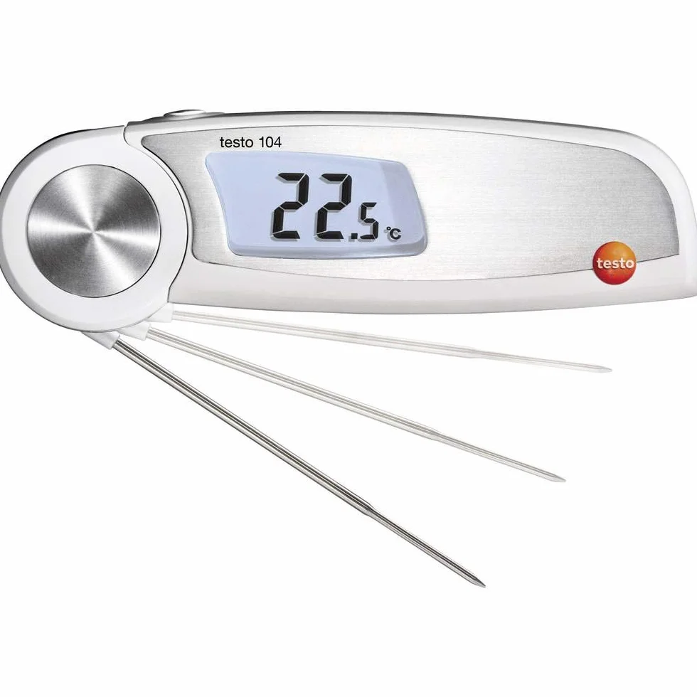 Testo 0563 0104 104 wodoszczelny, składany termometr, klasa ochrony IP65, Auto Hold, podświetlany wyświetlacz, wytrzymały metalowy przegub składany ze stabilnym czujnikiem pomiarowym