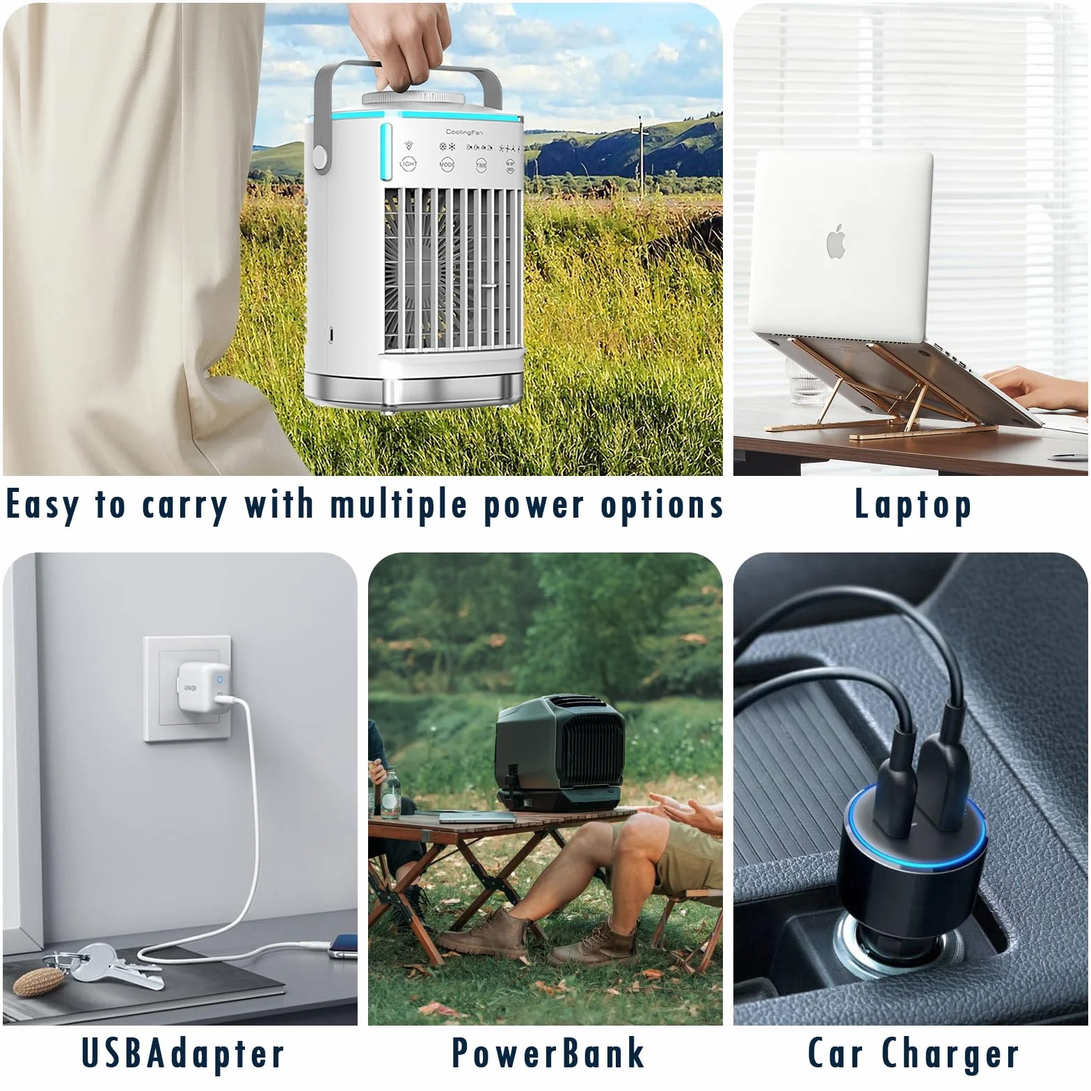 Mesen Klimatyzator mobilny, 3 w 1, chłodzenie wodą, 700 ml, klimatyzator bez węża wylotowego, przenośna klimatyzacja z 4 trybami i 7 rodzajami kolorowych świateł, na biurko, do domu
