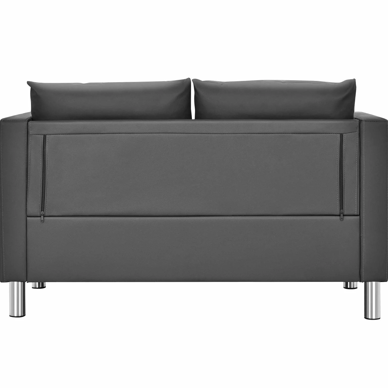 COSTWAY Sofa 2-osobowa z poduszkami, komplet sofy ze sztucznej skóry, idealny do domu i biura, szary