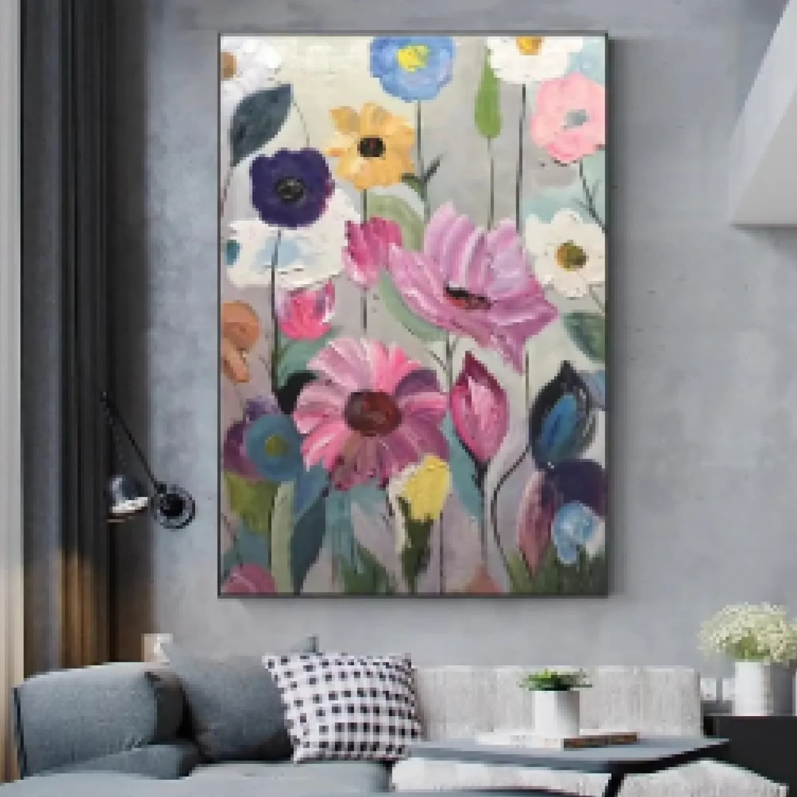MAIMANG Skandynawska klasyczna abstrakcyjna sztuka ścienna duży kwiat botaniczna farba plakat nadruk dekoracja salonu 60 x 90 cm bez ramy