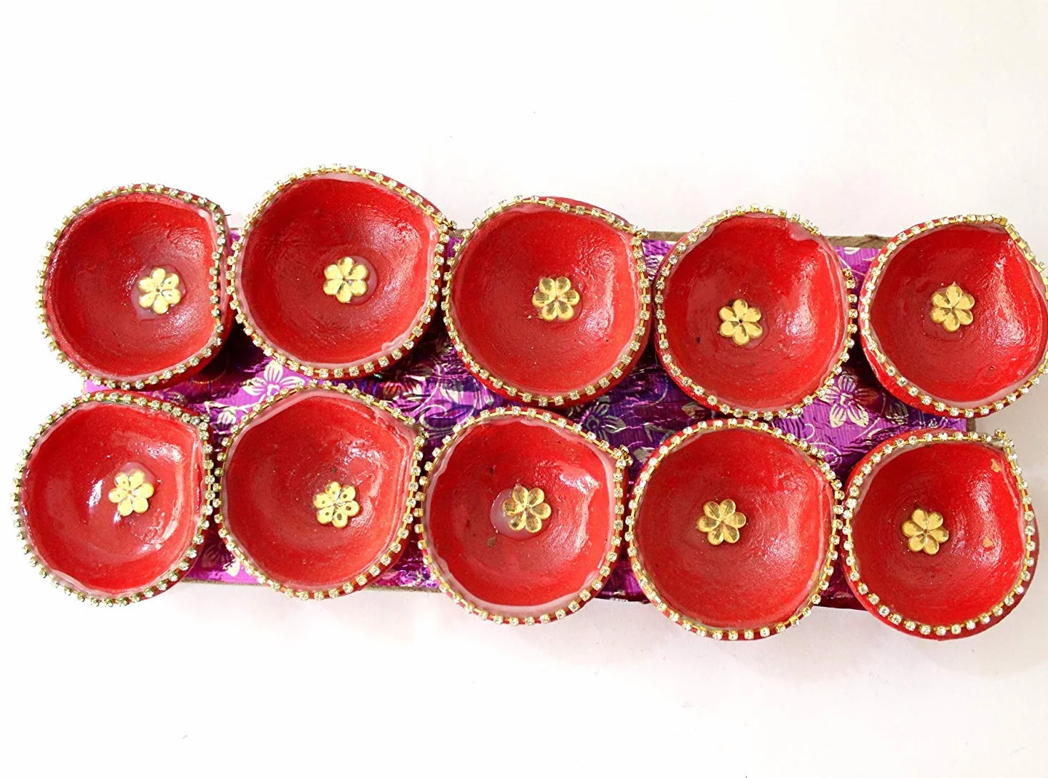 TIED RIBBONS Diwali Diya ręcznie robiony zestaw diyów glinianych do dekoracji oświetlenia Diwali (zestaw 30, wielokolorowy)