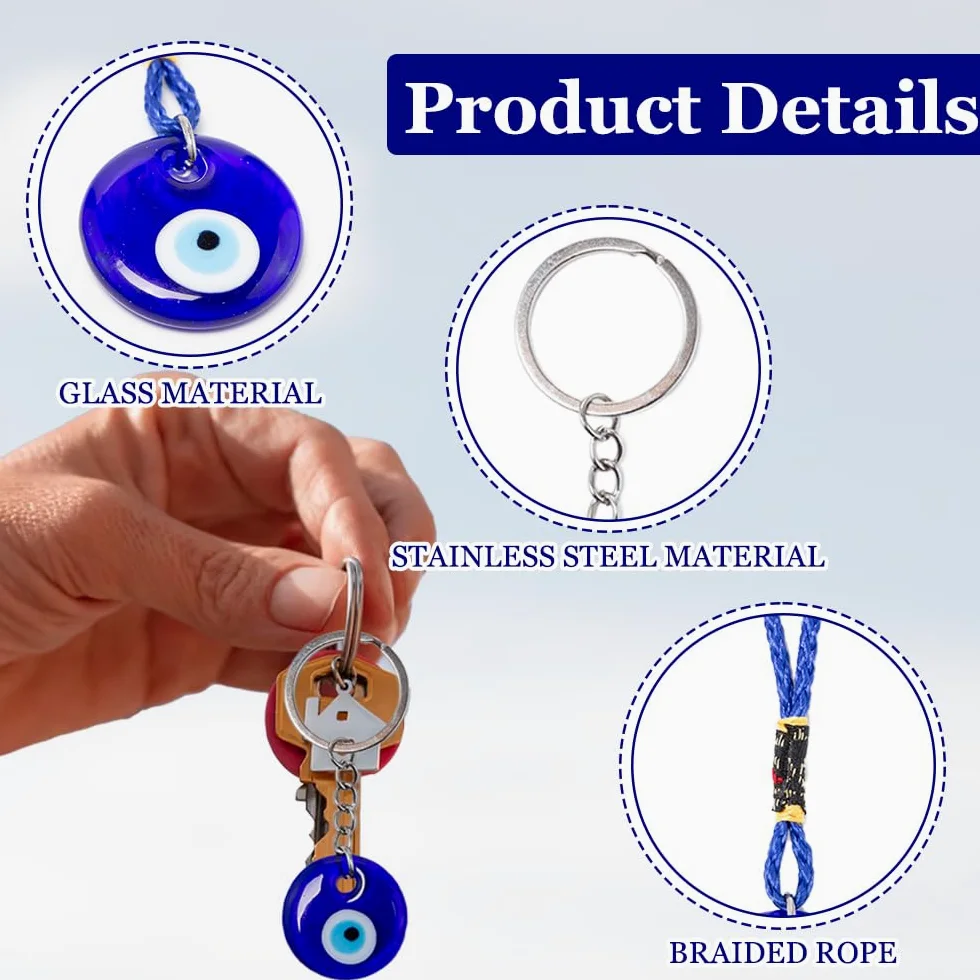 6 sztuk tureckie niebieskie oko złe oko auto lusterko wsteczne zawieszka tureckie charms Nazar Boncuk Evil Eye dekoracja wiszące