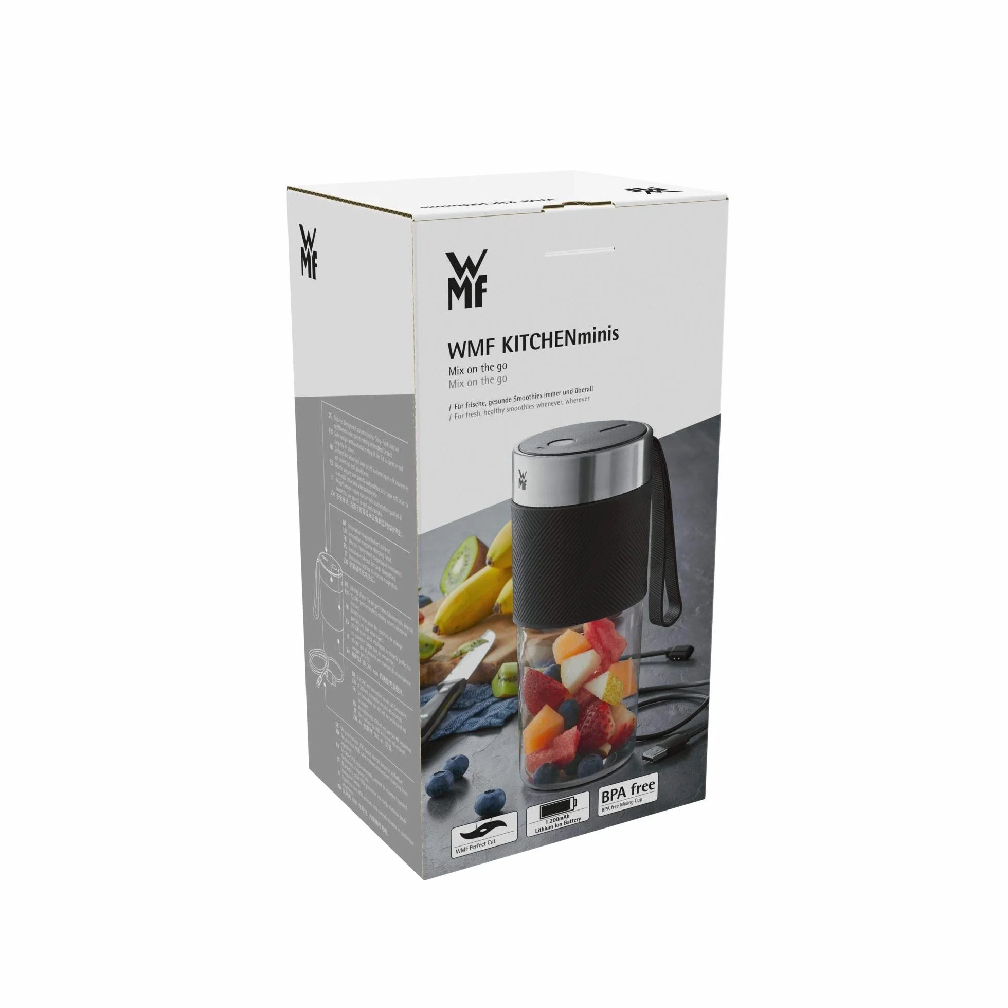 WMF Cromargan 300 ml przenośny mini mikser ładowany przez USB, urządzenie do smoothie