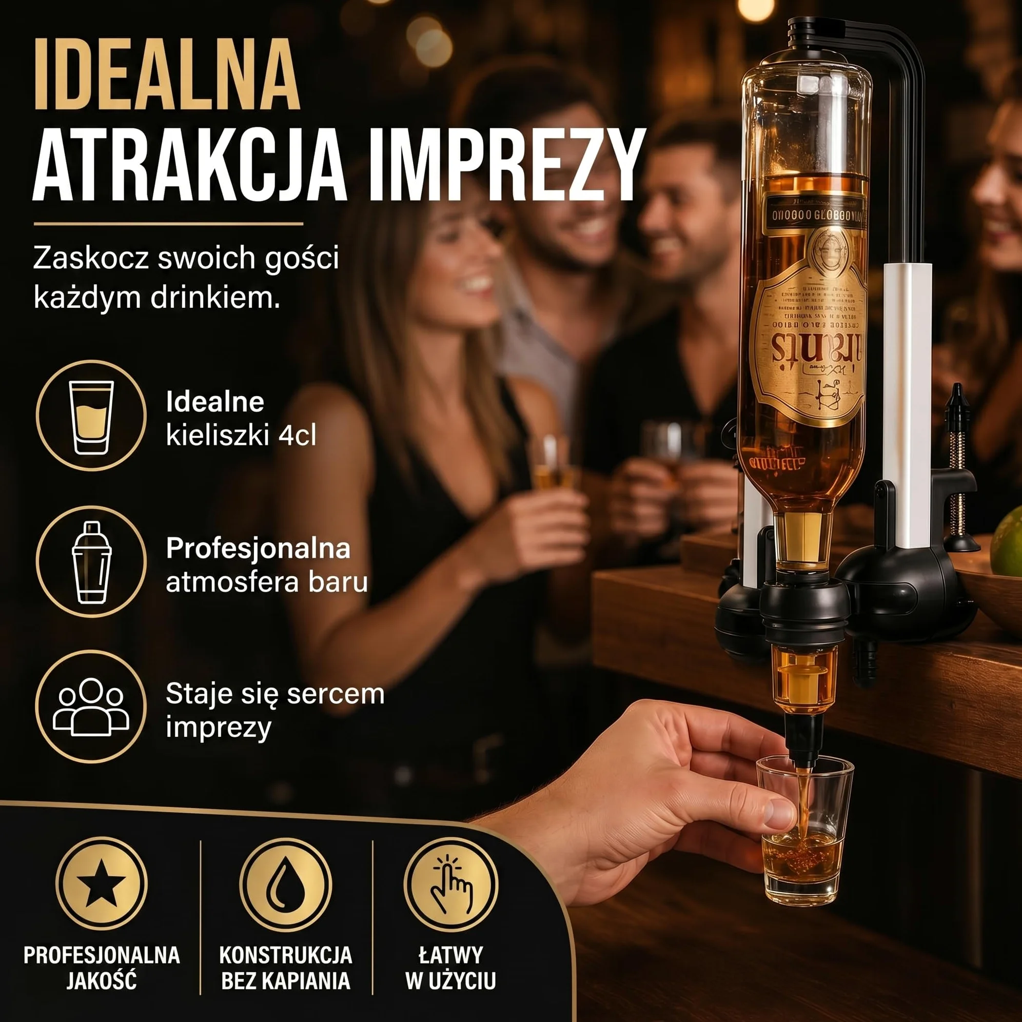 Bar-Butler do napojów spirytusowych, uchwyt na butelki z napojami, dozownik 4cl, dozownik do napojów, uchwyt na butelki, porcjowanie napojów
