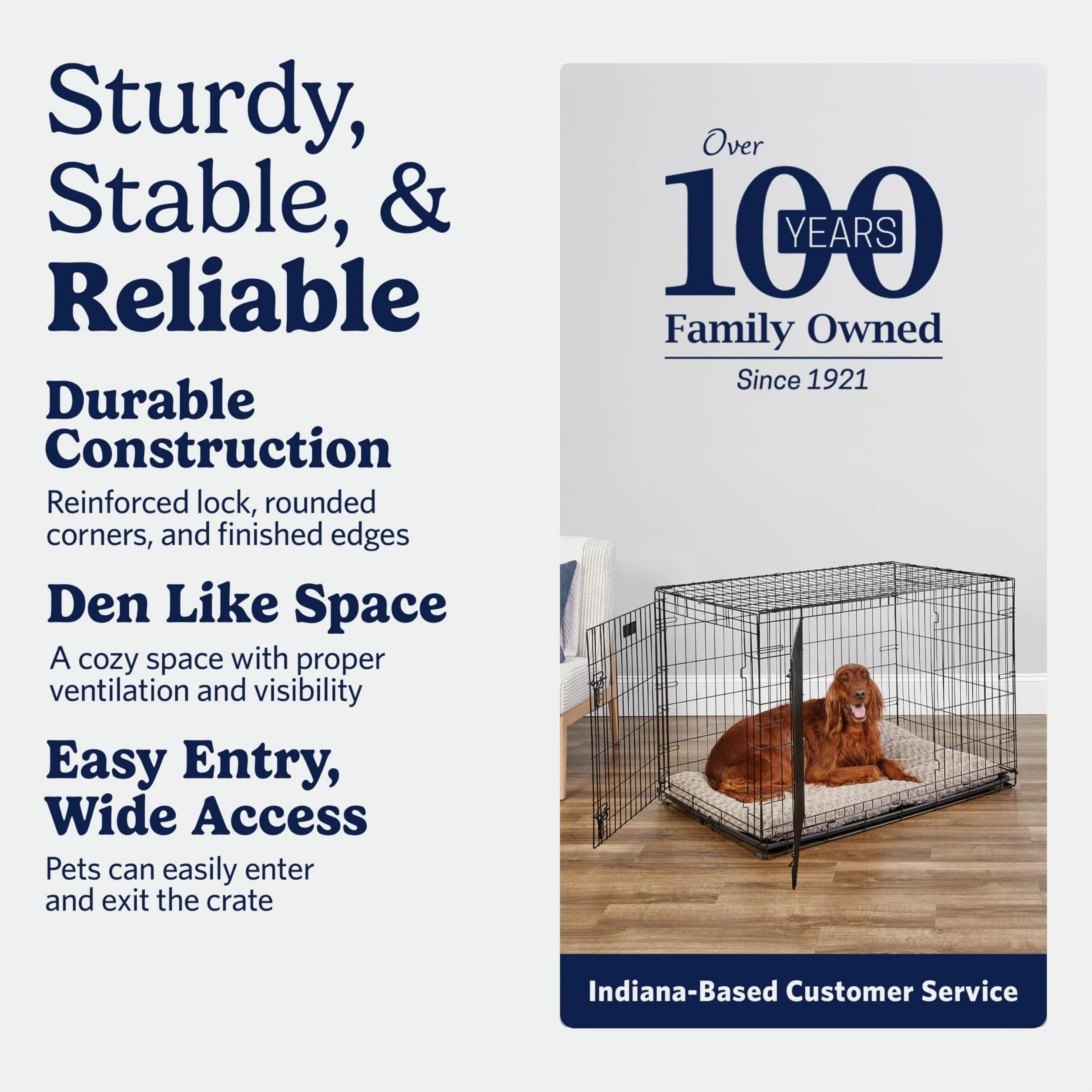 MidWest Homes for Pets iCrate 106,68 cm długa skrzynia dla psa, podwójne drzwi, szczelna patelnia