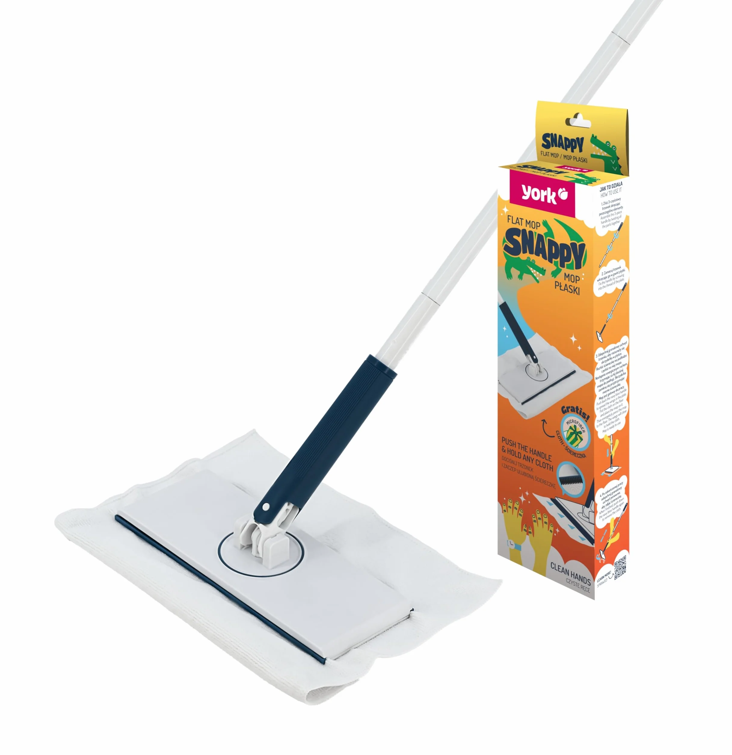 York Snappy mop do podłogi ze ściereczką z mikrofibry 360 przegub obrotowy mop płaski mop czyszczenie czyszczenie