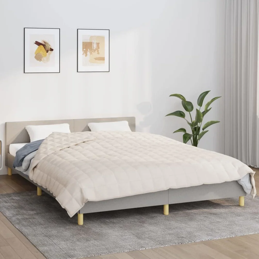vidaXL Koc obciążeniowy, kremowy, 200x200 cm, 9 kg, tkanina, kołdra obciążeniowa, kołdra pikowana, kołdra ze szklanymi kulkami, kołdry obciążeniowe