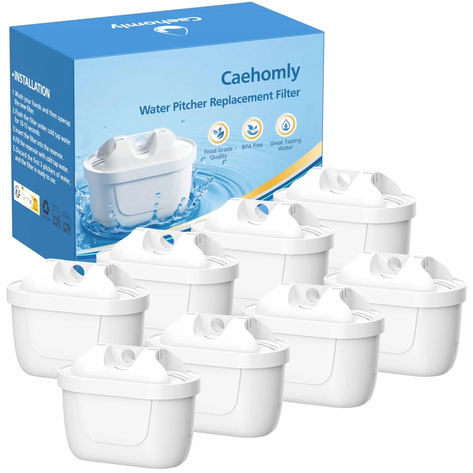 Zestaw 8 filtrów do wody do wkładów filtrujących Brita