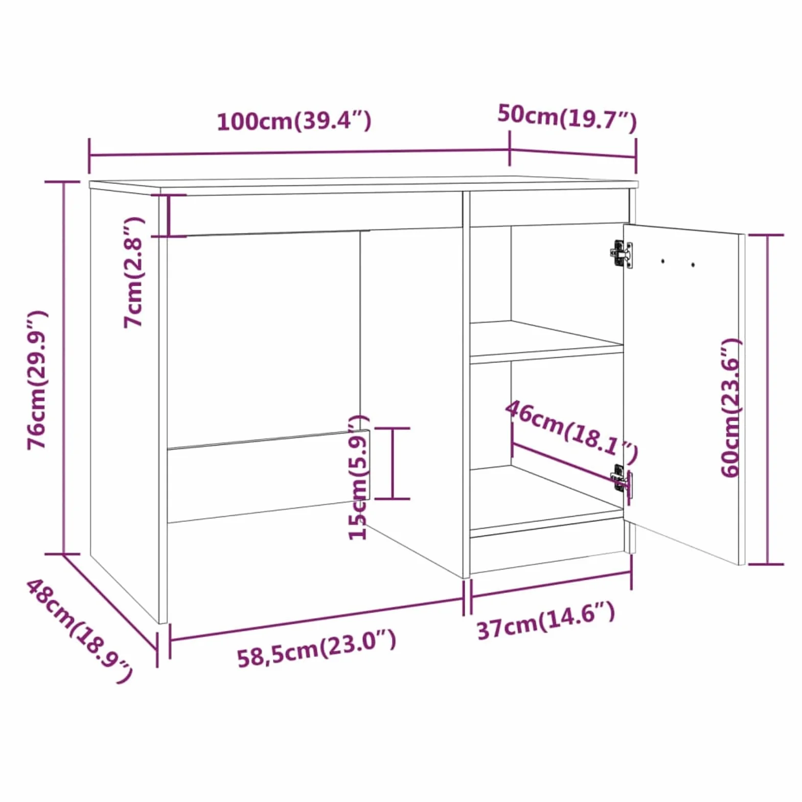 Homgoday Sonoma, szare biurko, 100 x 50 x 76 cm, wielowarstwowe drewno, meble biurkowe, biurko, biurko komputerowe, biurko zajmujące mało miejsca, stół biurkowy, do gier do pokoju dziecięcego