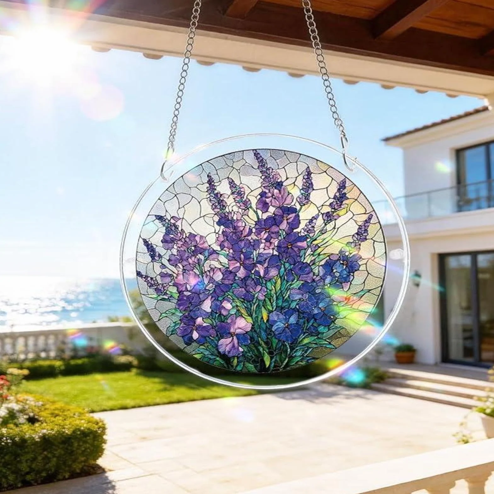 Akrylowe puzzle łapacz słońca, fioletowy ogród, łaska, łapacze słońca, puzzle, do samodzielnego wykonania, do drzwi, ogrodu, na Dzień , Boże Narodzenie, prezent urodzinowy dla kobiet, mężczyzn