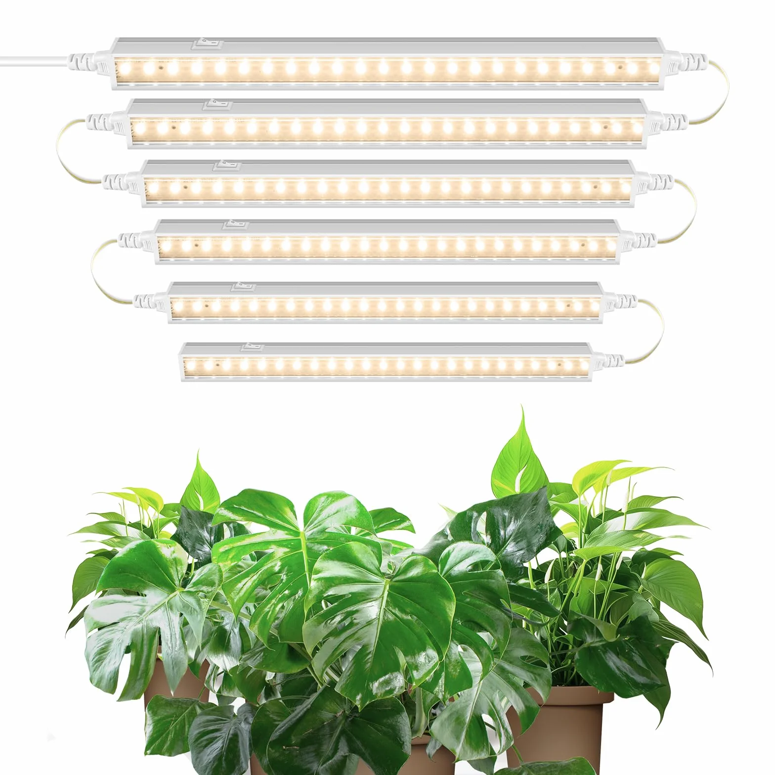 Barrina T5 LED Lampa do Roślin, 29cm, Żółte Pełne Spektrum Światła, 30W (6 x 5W), 1FT Lampy Roślinne z Włącznikiem, Łączone, Do Szklarni, Zestaw 6 szt