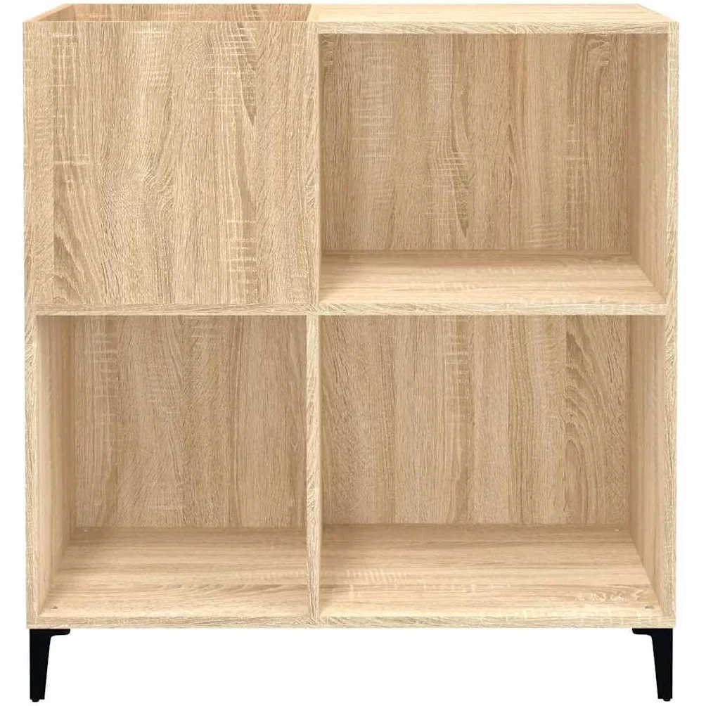 Szafka panelowa, dąb Sonoma, 84,5 x 38 x 89 cm, materiał drewnopochodny, regał na płyty winylowe ze stabilną górną płytą i metalowymi nogami do przechowywania LP