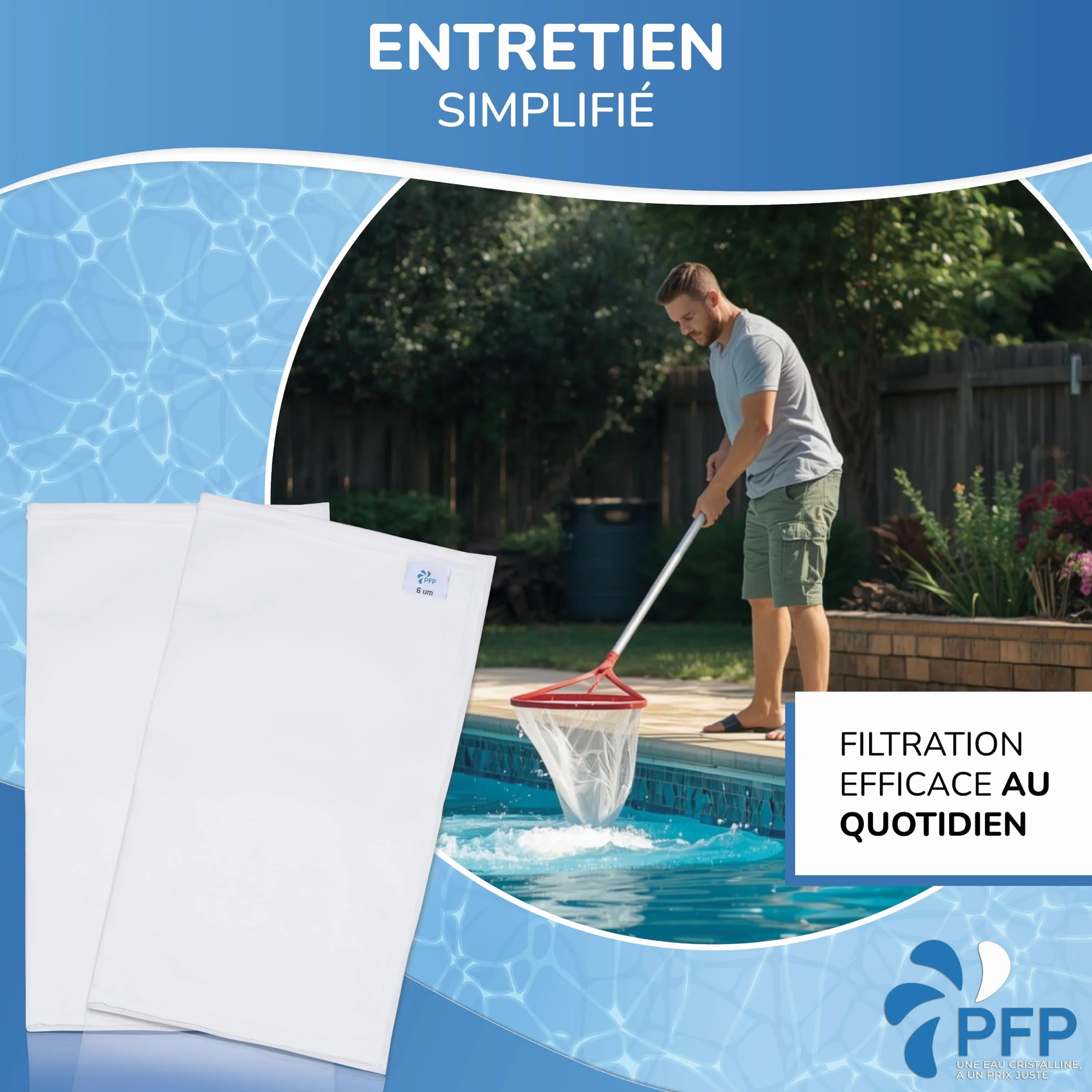 PFP Kieszeń filtrująca kompatybilna z basenem Desjoyaux | filtr workowy | skarpeta filtrująca | filtr do kosza | 6/15 mikronów - przezroczysty + na co dzień | Łatwa pielęgnacja | Zestaw mieszany x2
