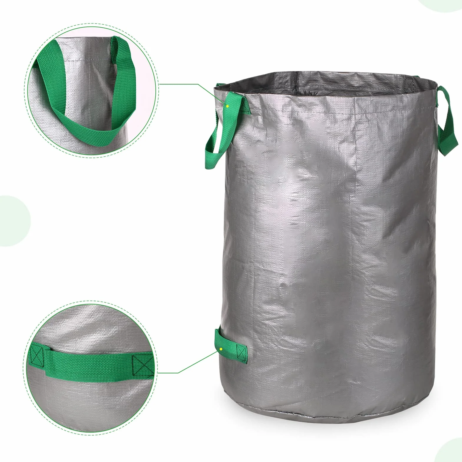 Gecheer 3 sztuki worków na odpady ogrodowe, 100 l, wielokrotnego użytku, worki na odpady ogrodowe, worki na odpady na podwórko, do recyklingu, stojący, na liście, śmieci, rośliny, basen, krajobraz,