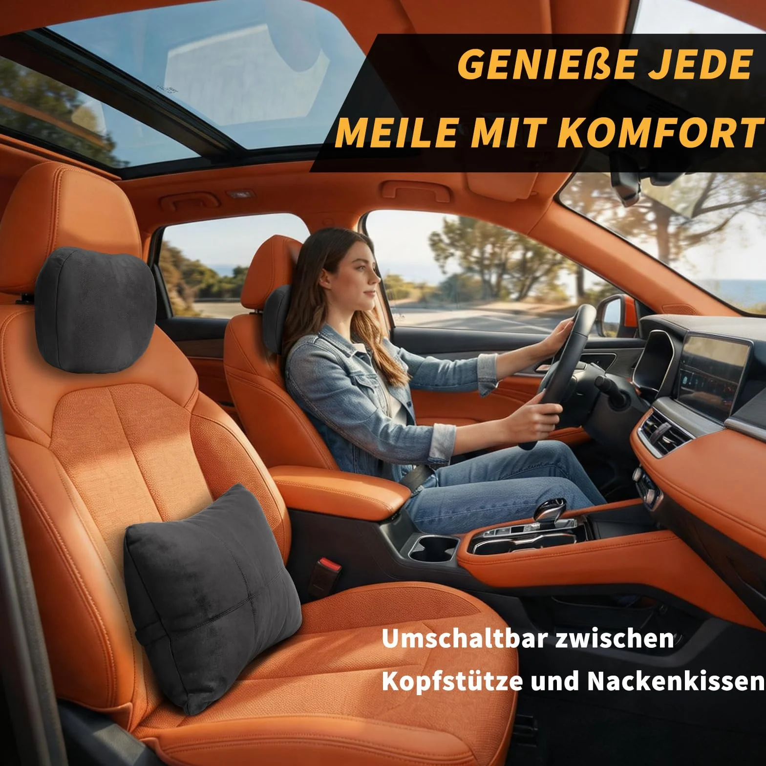 Kwak's zestaw poduszek na zagłówek, Maybach Design S klasa, super miękka poduszka na zagłówek samochodowy, podparcie lędźwiowe, poszewka ze sztucznego zamszu PP, bawełniana wypełniona poduszka (czarna)