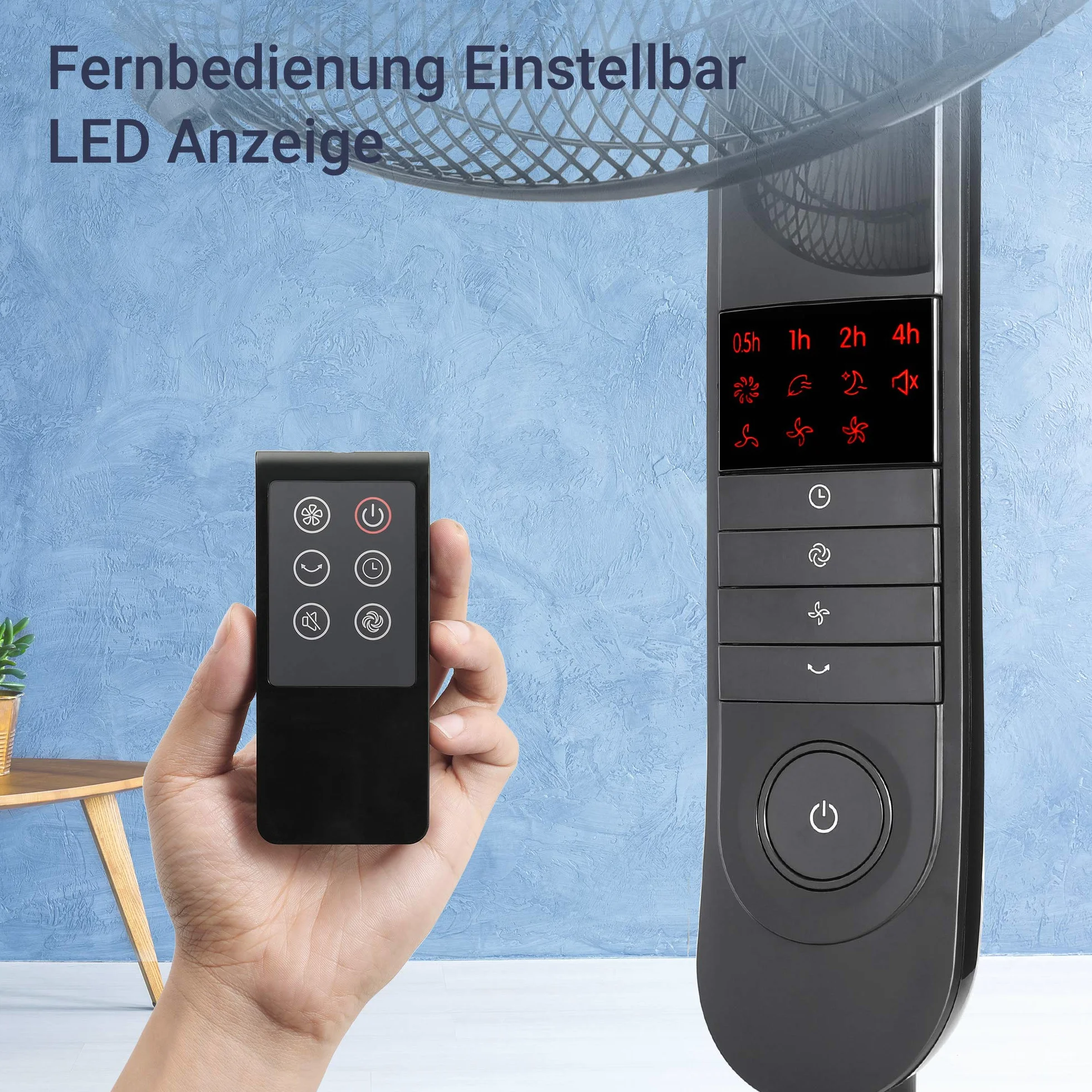 Midea FS40-15FR Wentylator Stojący, 55 W, Czarny