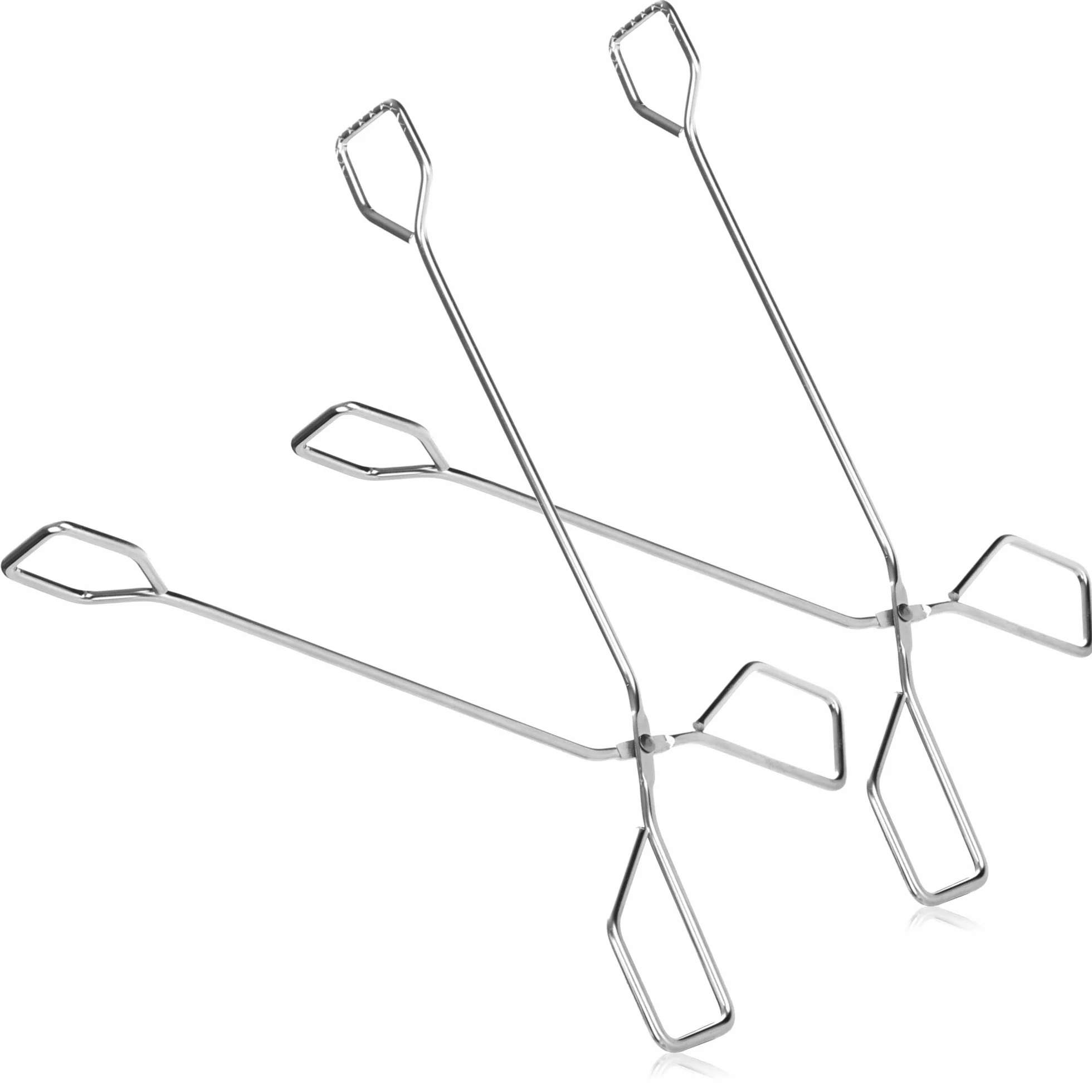 COM-FOUR® 2x klasyczne szczypce do grilla, wysokiej jakosci szczypce kuchenne do obracania potraw z grilla, idealne do grillowania i grillowania (2 sztuki szczypce do grilla ze stali nierdzewnej)