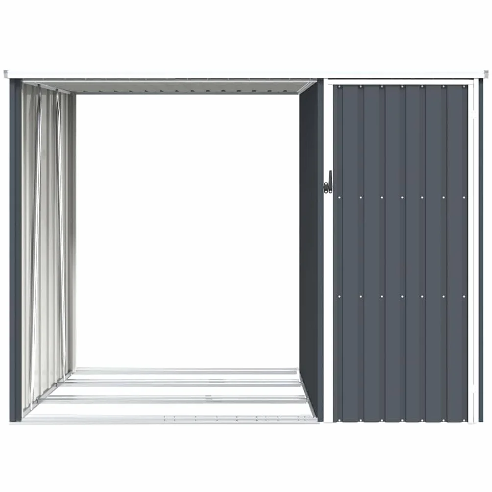 vidaXL Szopa z wiatą na drewno, antracyt, 245x98x159 cm, stal