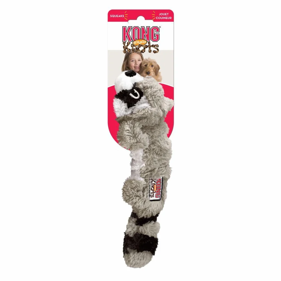 KONG Scrunch Knots Raccoon wiązana lina dla małych/średnich psów