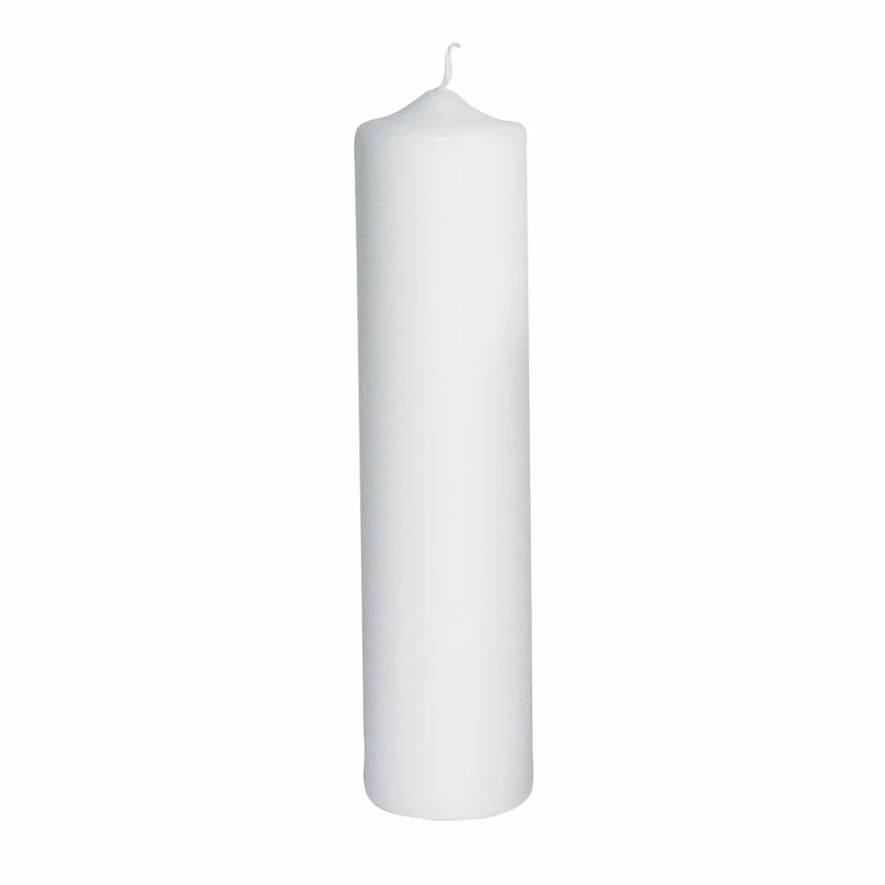 Rayher 3119200 świeca pieńkowa, biała, okrągła, długość 25 cm, Ø 6 cm, 100% parafina, znak jakości RAL, okrągła świeca, świeca do chrztu, świeca komunijna, surowe świece do ozdabiania i majsterkowania