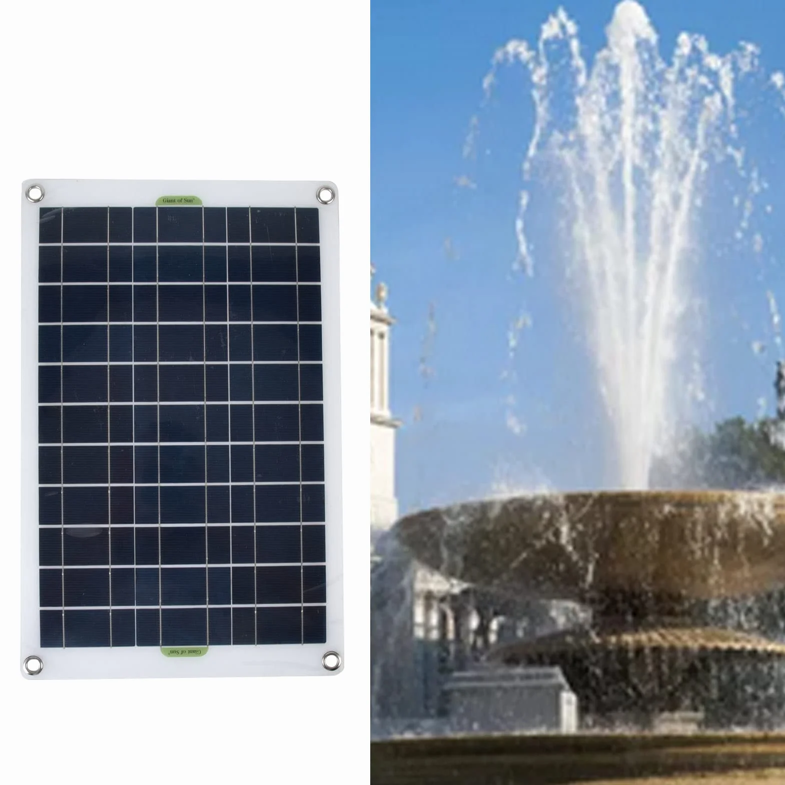 BirdBath 16 Pompa wodna zasilana energią słoneczną do stawu/fontanny, panel 50 W, 800 l/h, 12 V, niski poziom hałasu, bezszczotkowa, solarny system zasilania z kablem, do cyrkulacji wody w ogrodzie