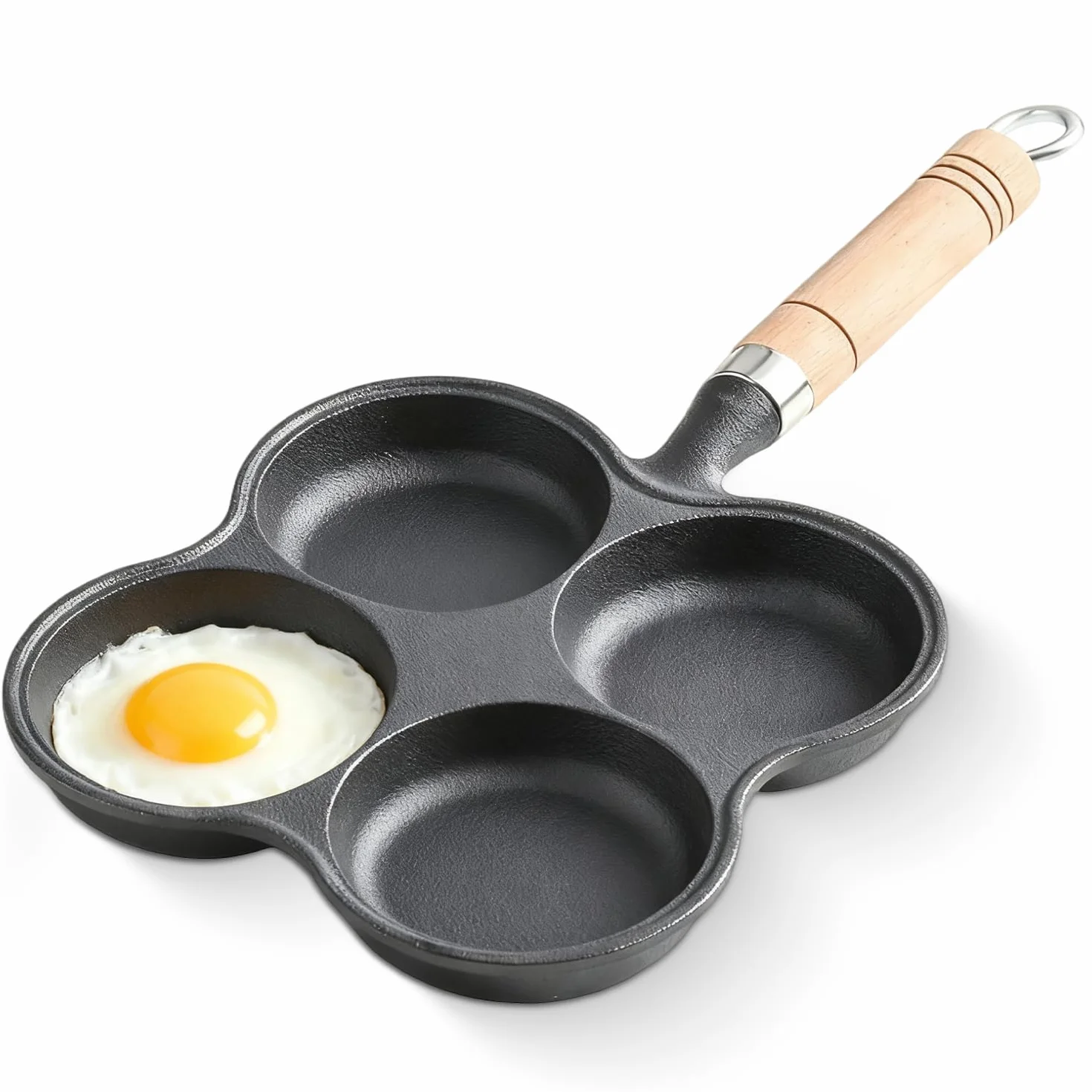 Patelnia do jajek 4 filiżanki Żeliwna patelnia do omletów z powłoką nieprzywierającą na śniadanie, Patelnia do smażenia jajek do kuchenki gazowej i naczyń indukcyjnych