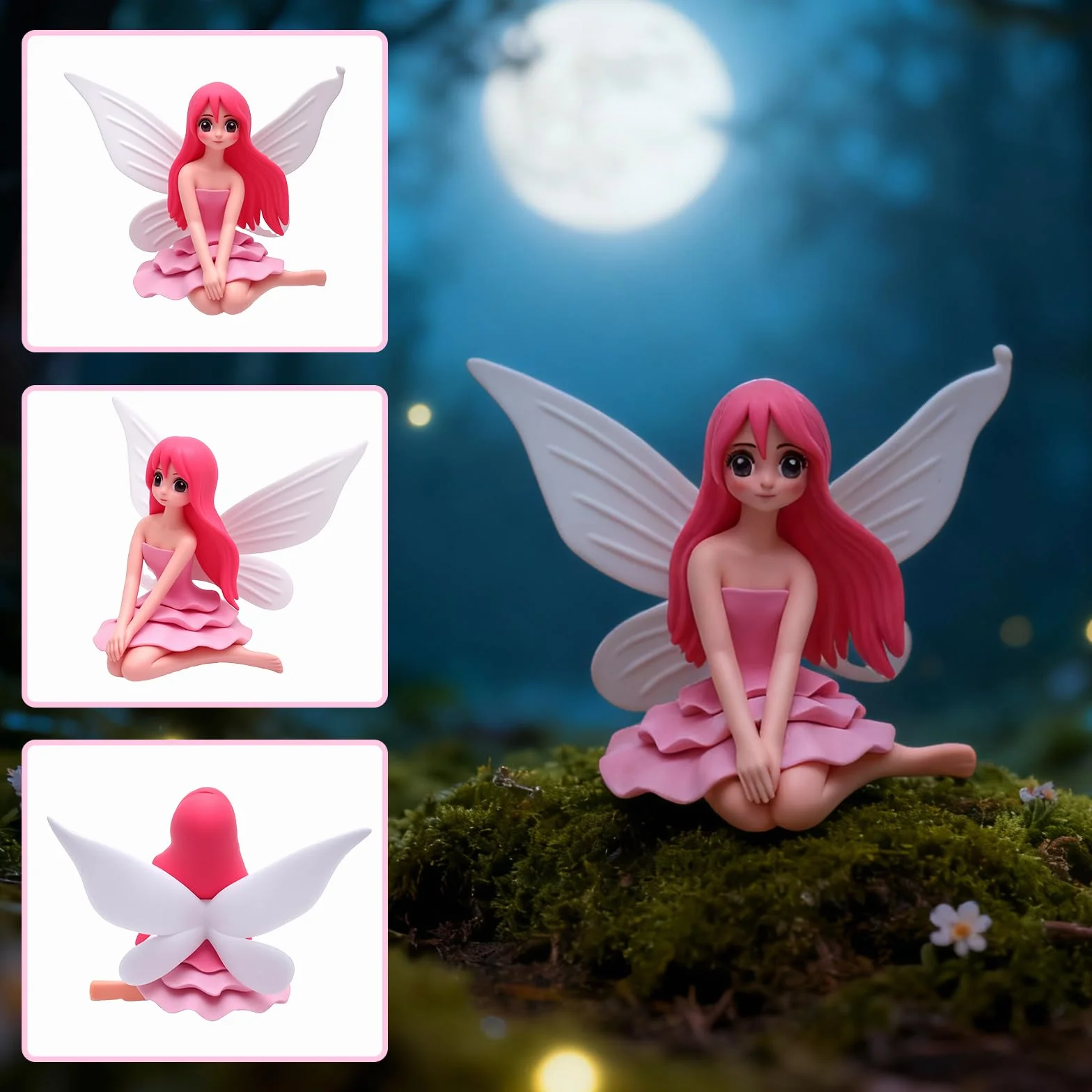 VOSSOT Figurki elfów, dekoracja ogrodowa, 4 sztuki, statuetka wróżek, prezenty, dekoracja i miniaturowe akcesoria do ogrodu wróżek, mała dekoracja ogrodowa do użytku na zewnątrz, wróżka, dekoracja