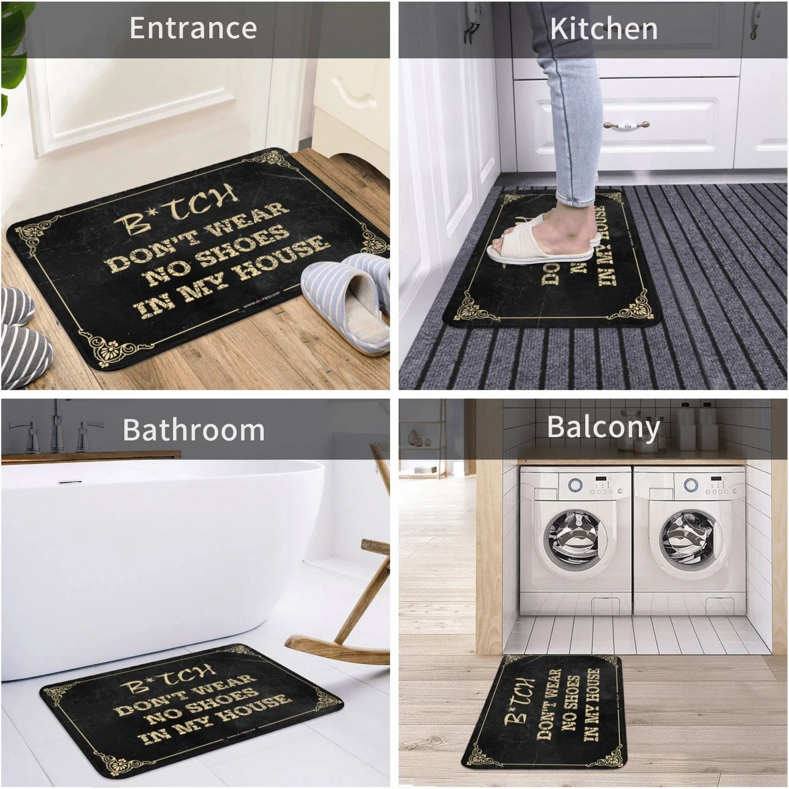 Jesienna wycieraczka na zewnątrz "Bitch Don'T Wear, No Shoes In My House Mat Door Rugs For Entryway Indoor Funny Home Decor" (40 x 60 cm)