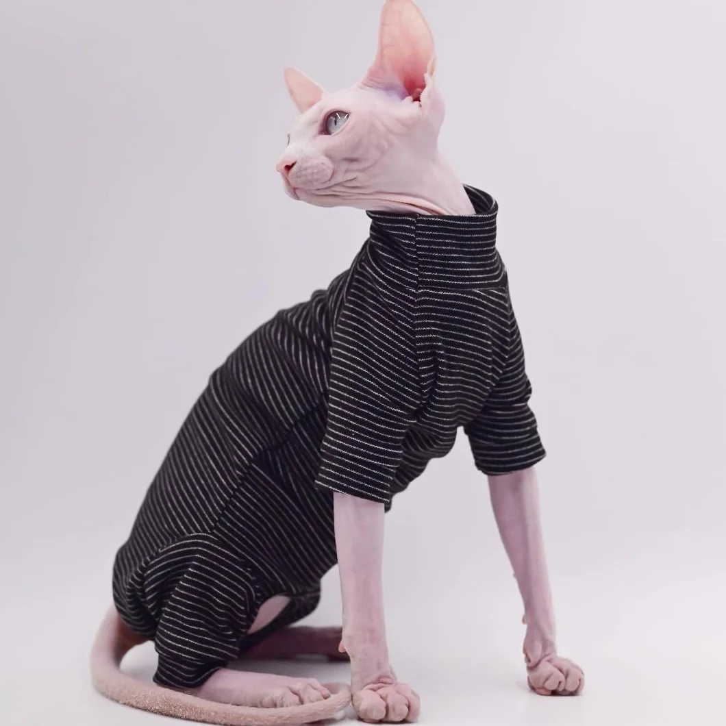 Bezwłosy ubranka dla kotów z czterema nogami, aksamitna, ciepła, jesienno-zimowa odzież dla kota Sfinksa, kot Devon Rex, Cornish (M)
