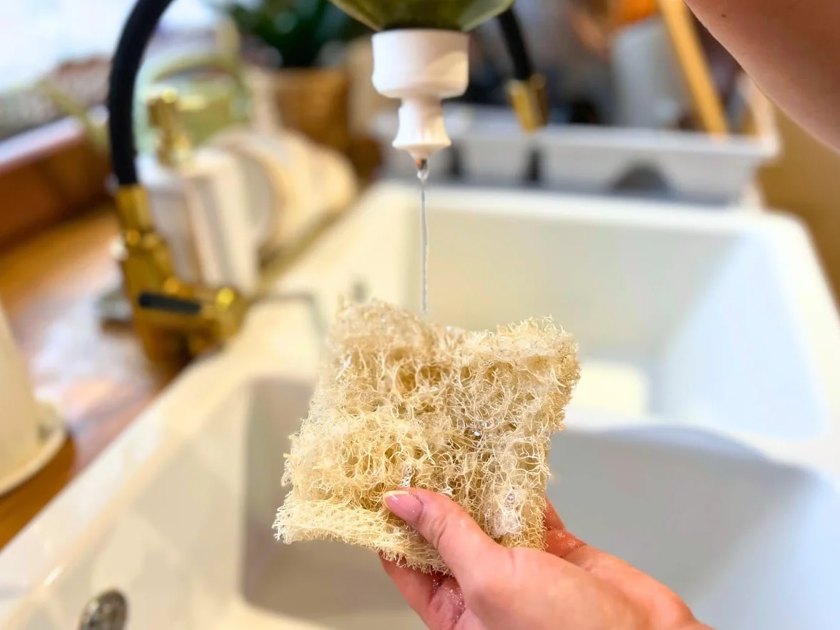 Naturalna gąbka do mycia naczyń z luffa – biodegradowalna, opakowanie 10 szt. – naturalne gąbki luffa – gąbki kuchenne wielokrotnego użytku do naczyń i powierzchni – przyjazne dla środowiska