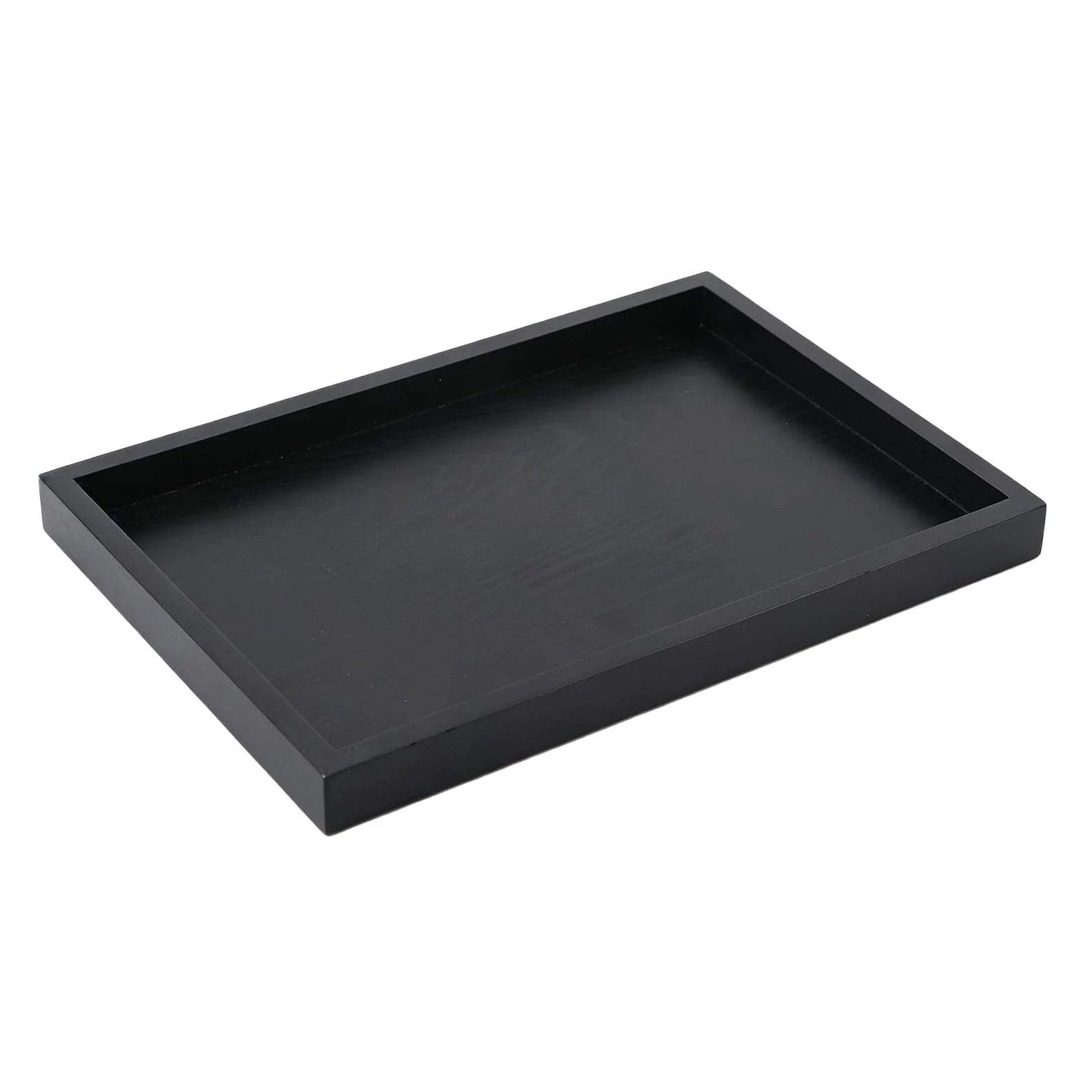 Czarna prostokątna drewniana taca na herbatę, 22 * ​​12 * 2 cm / 25 * 18 * 2 cm / 30 * 20 * 2 cm, prostokątna taca na herbatę i kawę z litego drewna, odpowiednia dla (30 * 20 * 2cm)