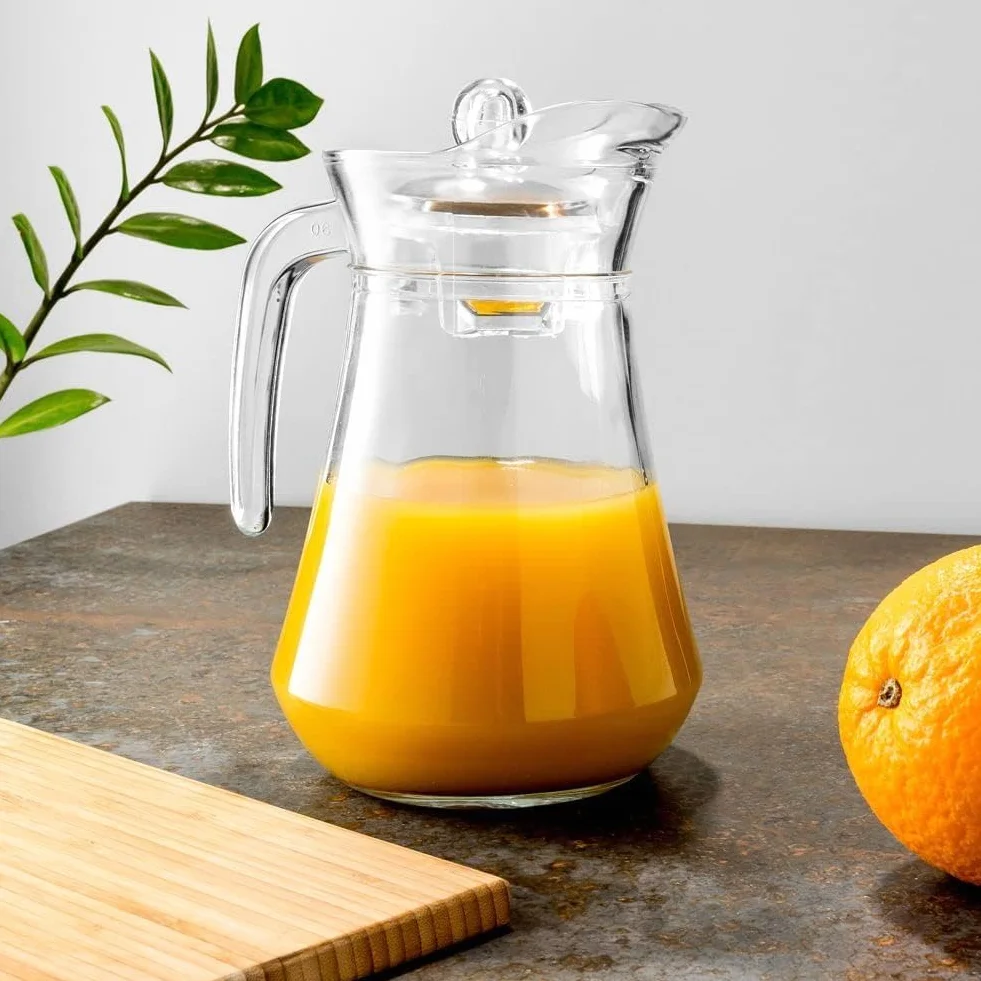 VILDE Szklana karafka | 1,4 l | dzbanek szklany z pokrywką i dzióbkiem