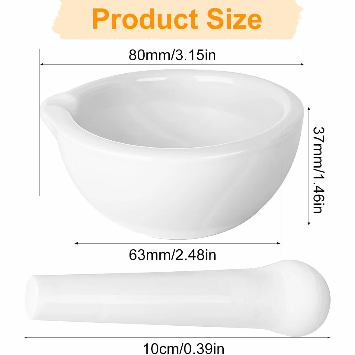 Moździerz i tłuczek, mały zestaw porcelanowych moździerzy i tłuczków, młynek do tabletek z tłuczkiem, zaprawą przyprawową i tłuczkiem, nadaje się do użytku w domowej kuchni i w laboratorium. (60 ml)