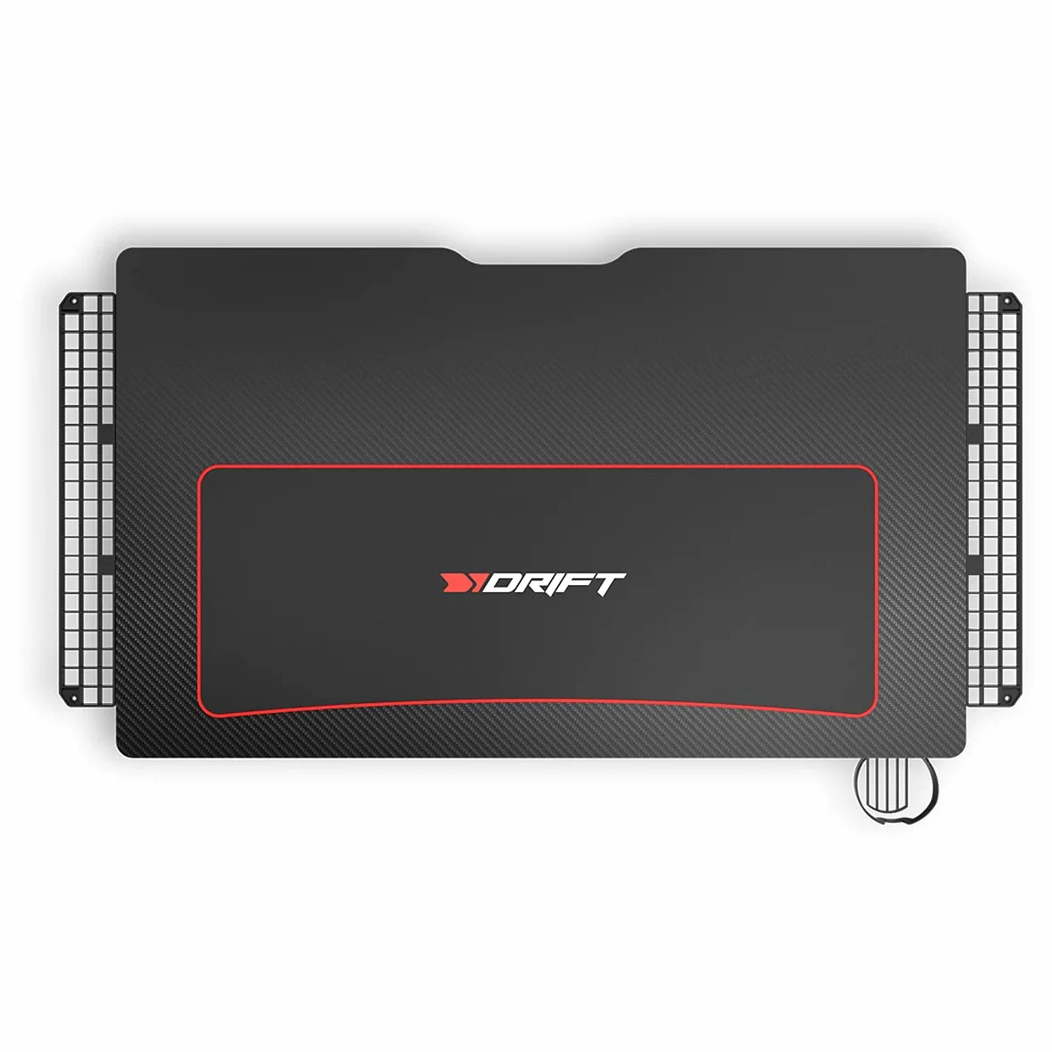 Drift Gaming -DRDZ75- Stolik gamingowy z blatem z włókna węglowego pokrytym pełnowymiarową podkładką pod mysz, uchwyt na kubek i słuchawki, regulowane nogi, kolor czarny