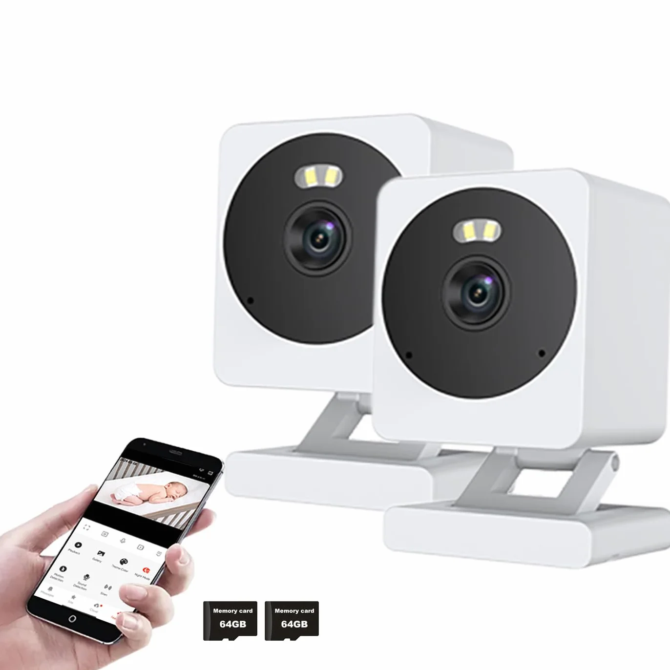 Tuya Smart 2K WiFi kamera nadzorująca zewnętrzna z noktowizorem kolor, czujnikiem ruchu PIR i kartą pamięci 64G