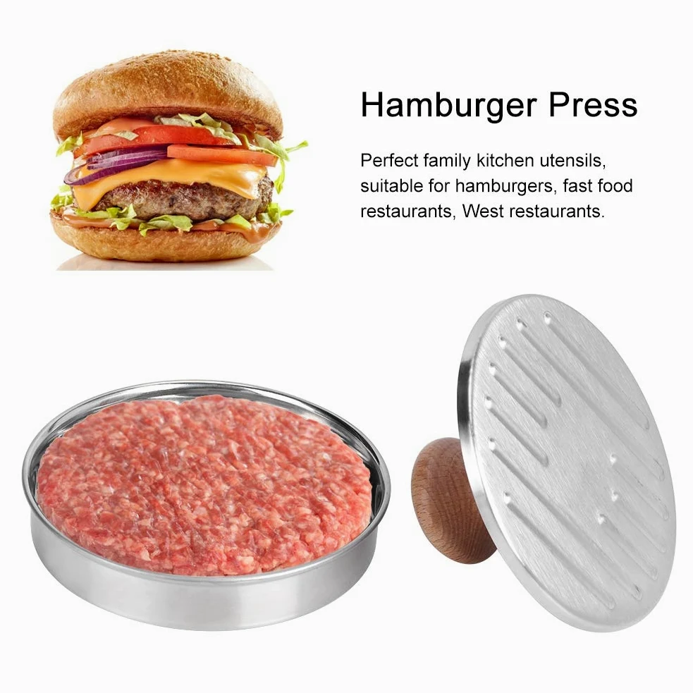 Fdit nieprzywierająca prasa do hamburgerów Patty Maker zestaw form 2 najlepszych prasa do hamburgerów ze stali nierdzewnej jakości akcesoria do grilla grillowego opakowanie wielokrotnego użytku