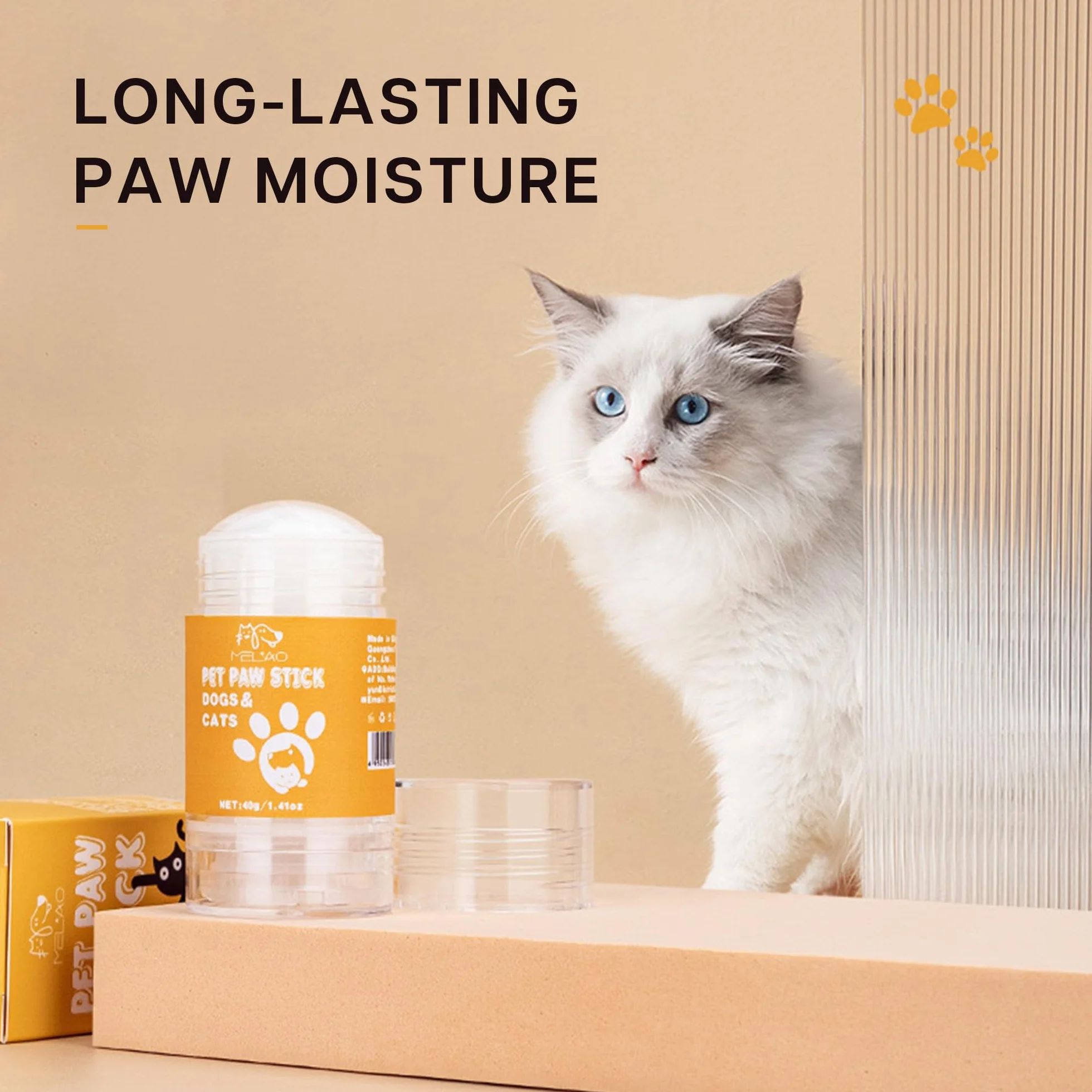 VRAIKO MELAO Lick-safe odżywka do łapy psa dla psów, kotów, 40 ml, naturalny pałeczka z olejem kokosowym i masłem shea, nawilżająca sucha, popękana łapa, klocki pysk