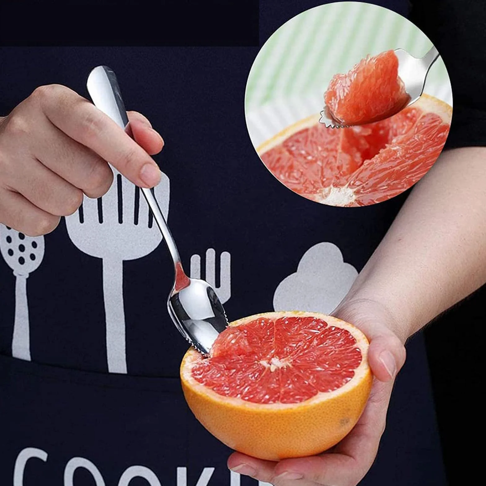 4PCS Kiwi Spoon,Łyżka Grejpfrutowa,Łyżeczka Z Ząbkami,Łyżeczka Ze Stali Nierdzewnej,Pożywienia Niemowląt Łyżka,Do Deserów,Owoców Ze Szlifem Falistym,Jabłek,Kiuiom