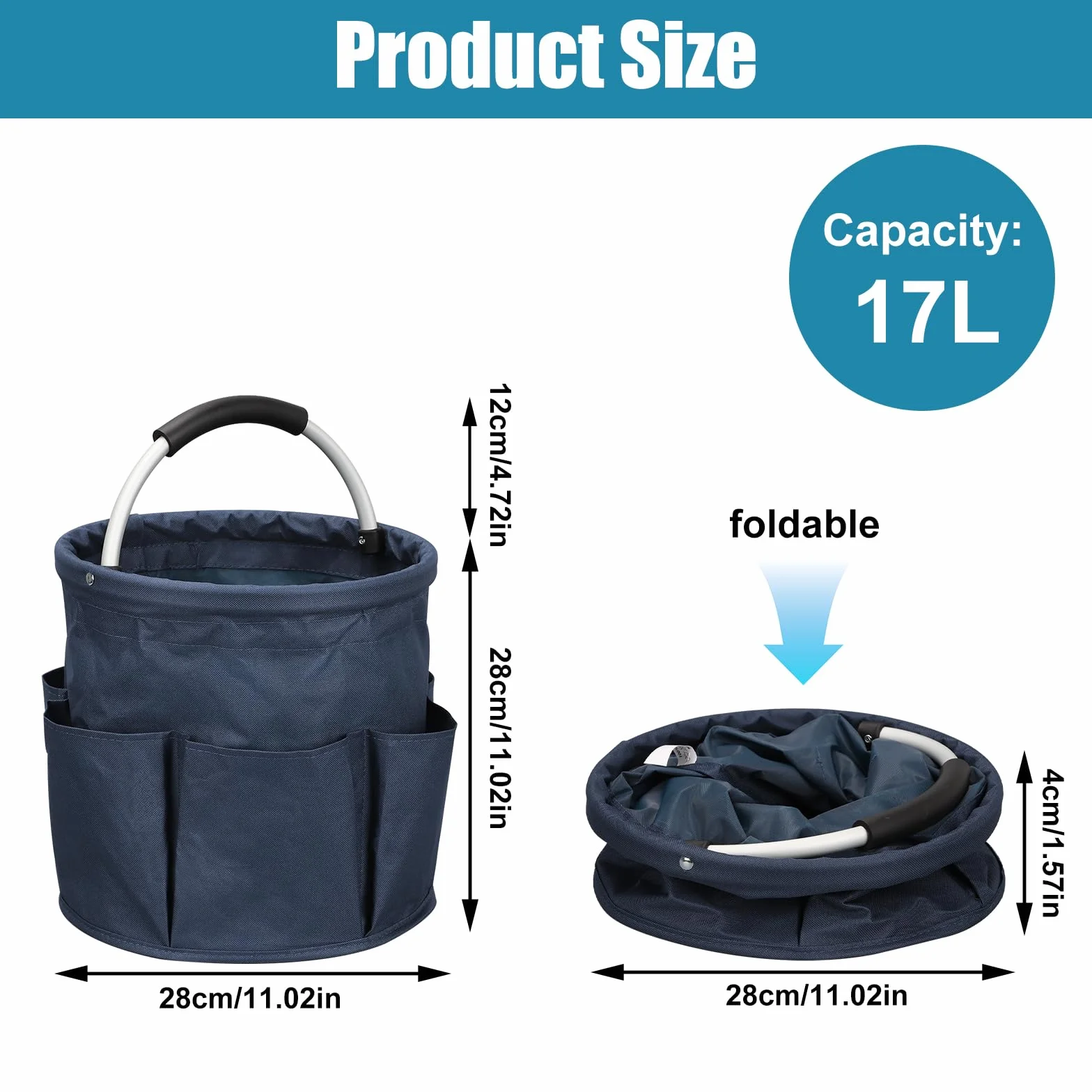 Tefola Organizer na produkty gospodarstwa domowego z uchwytem - składany kosz do czyszczenia z wieloma kieszeniami - przenośna torba do przechowywania produktów czyszczących, do domu, ogrodu