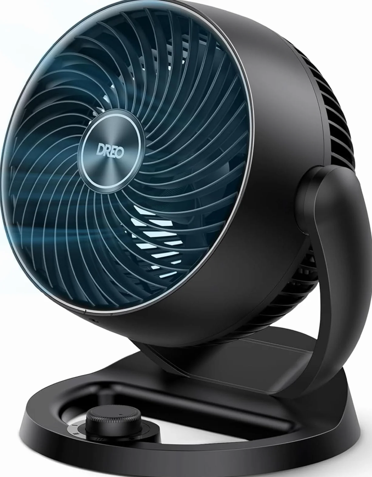 Dreo Cichy wentylator stołowy 28 dB, 30 cm wysokości wentylatora z chłodzeniem, 3 prędkości 21 m przepływu powietrza, regulowany kąt nachylenia 120°, turbo cyrkulator powietrza, przenośny wentylator