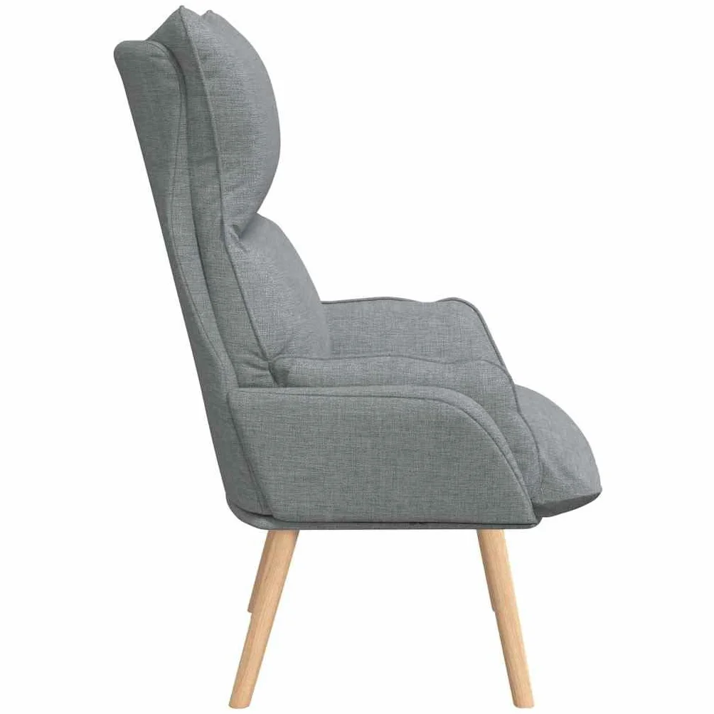 Krzesło relaksacyjne jasnoszare, 69 x 74 x 93 cm, obicie z materiału, ergonomiczny fotel wypoczynkowy z nogami z litego drewna do salonu, sypialni i kącika do czytania