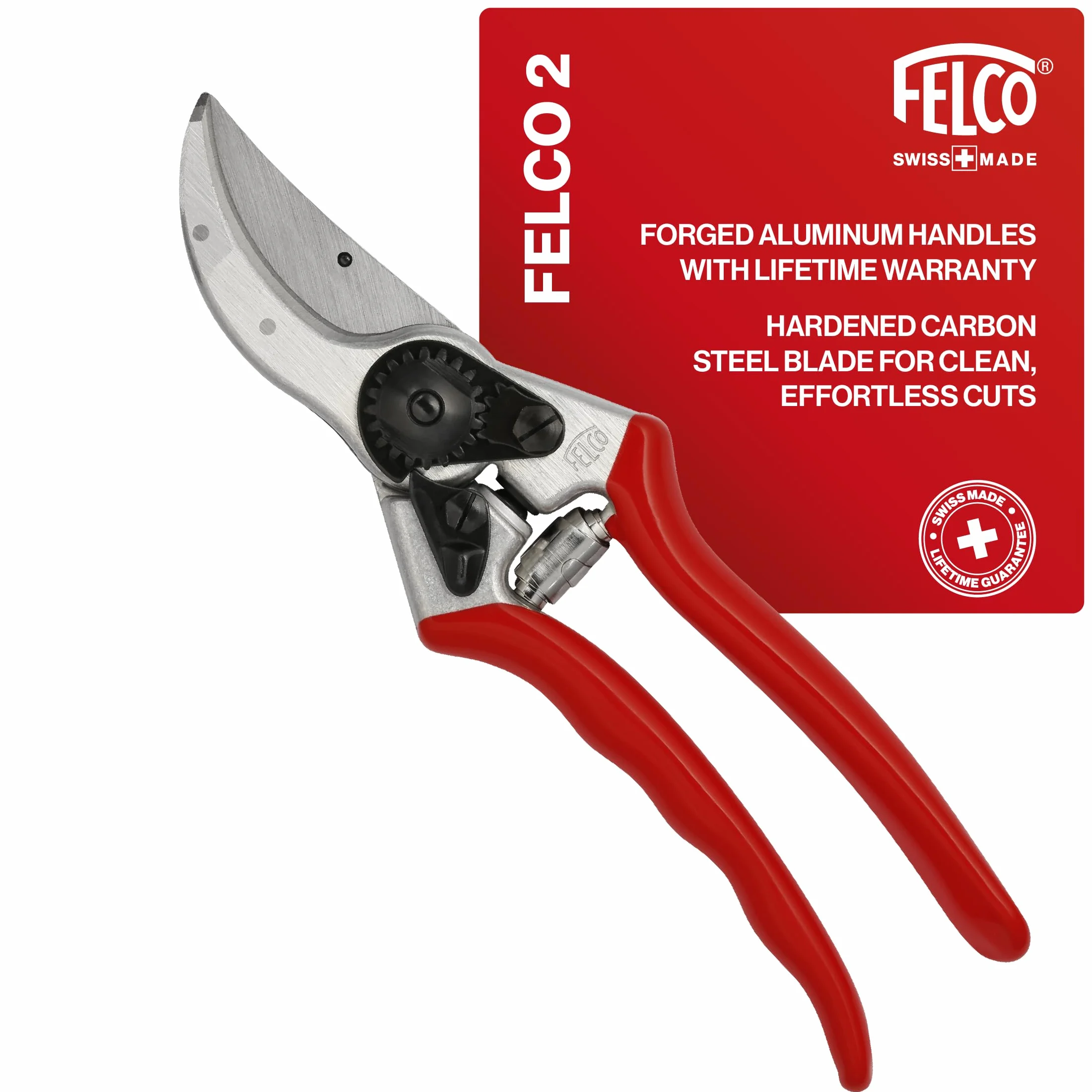 FELCO 2 sekator bypass profesjonalny praworęczny, ostrze 41 mm stal hartowana, kuty aluminiowy uchwyt, precyzyjne cięcie do 25 mm, szwajcarskie narzędzie ogrodowe